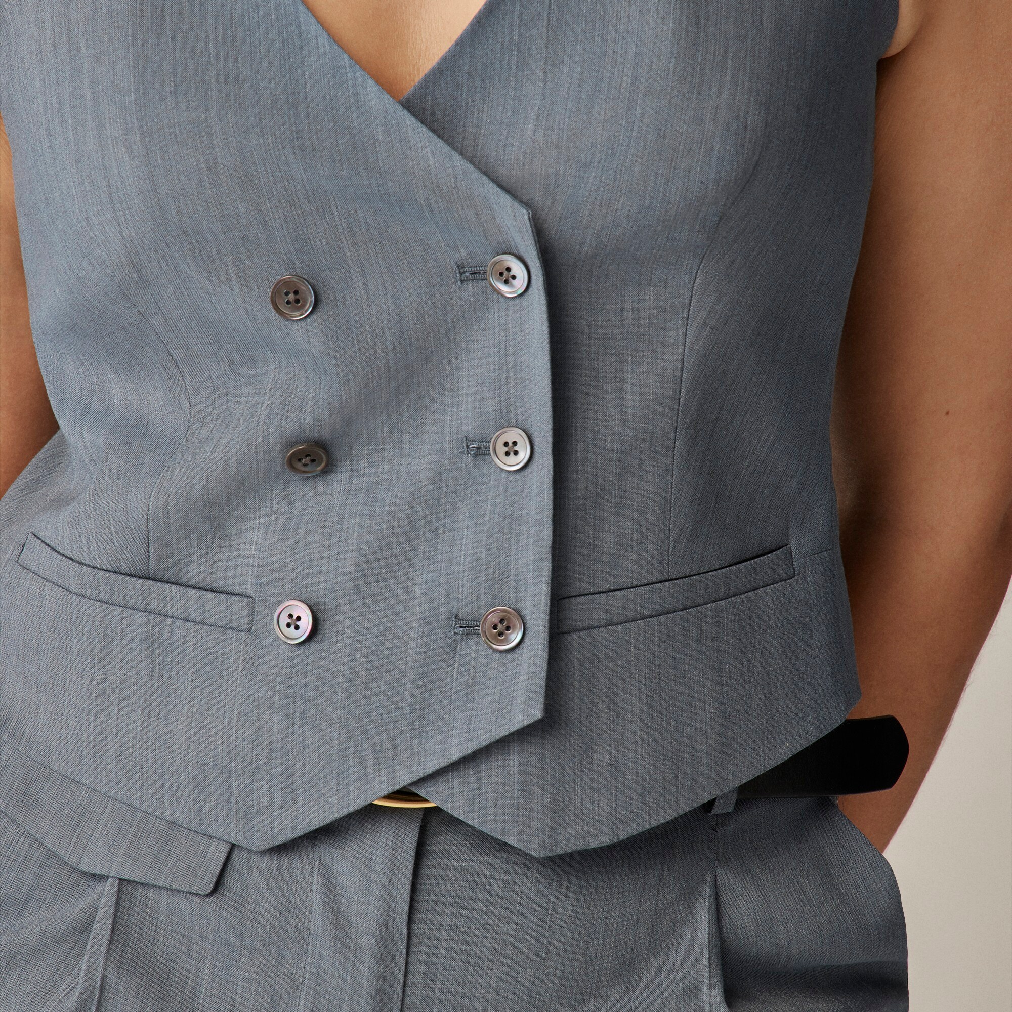 Double-breasted vest in gauzy Italian wool blend