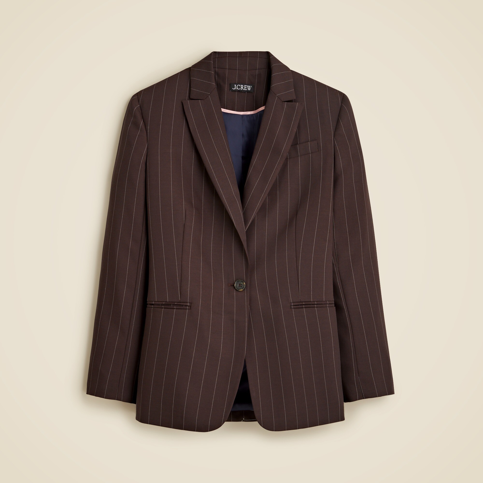 Collection classic blazer in brown pinstripe wool blend