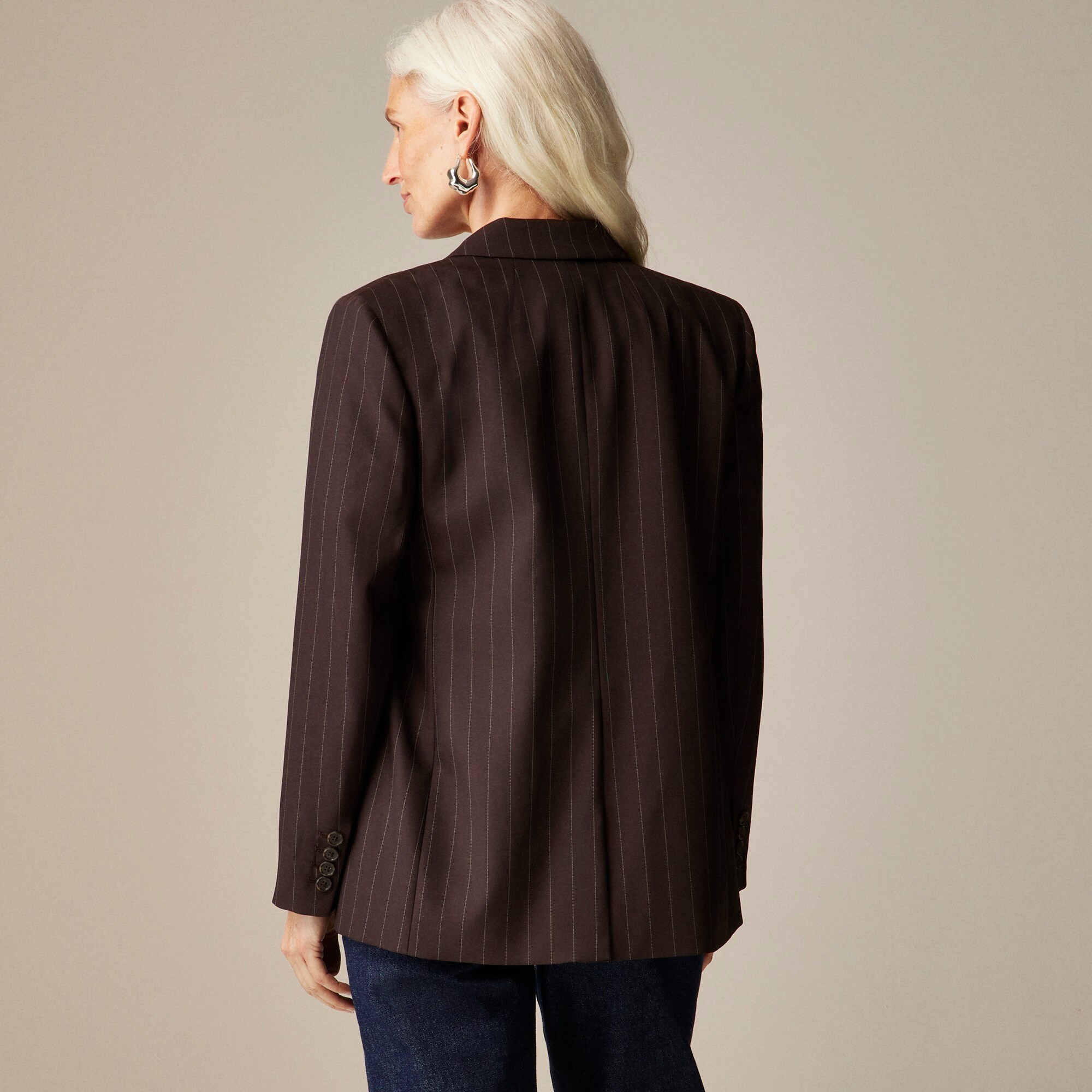 Collection classic blazer in brown pinstripe wool blend