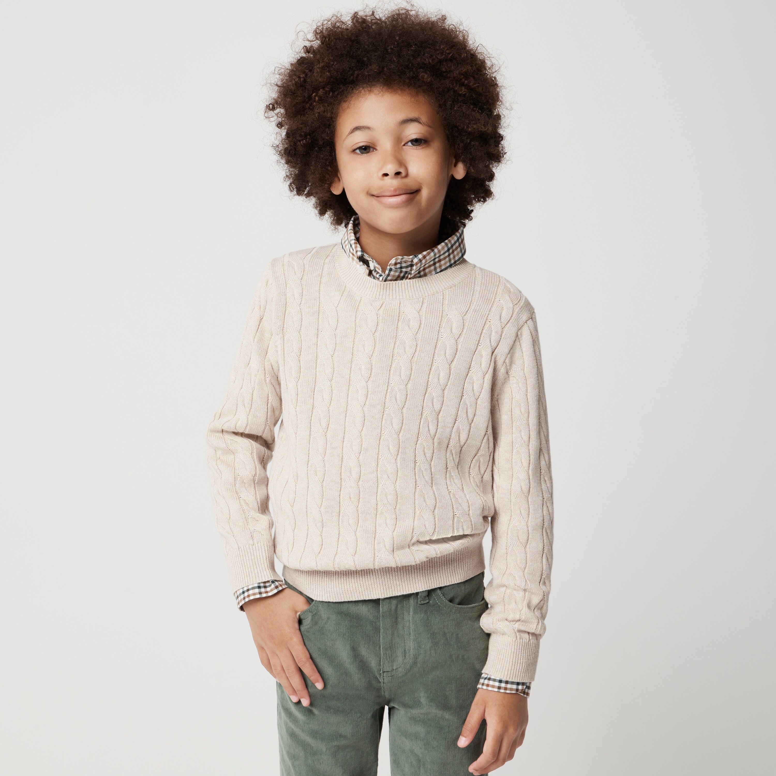 Kids' cable-knit crewneck sweater