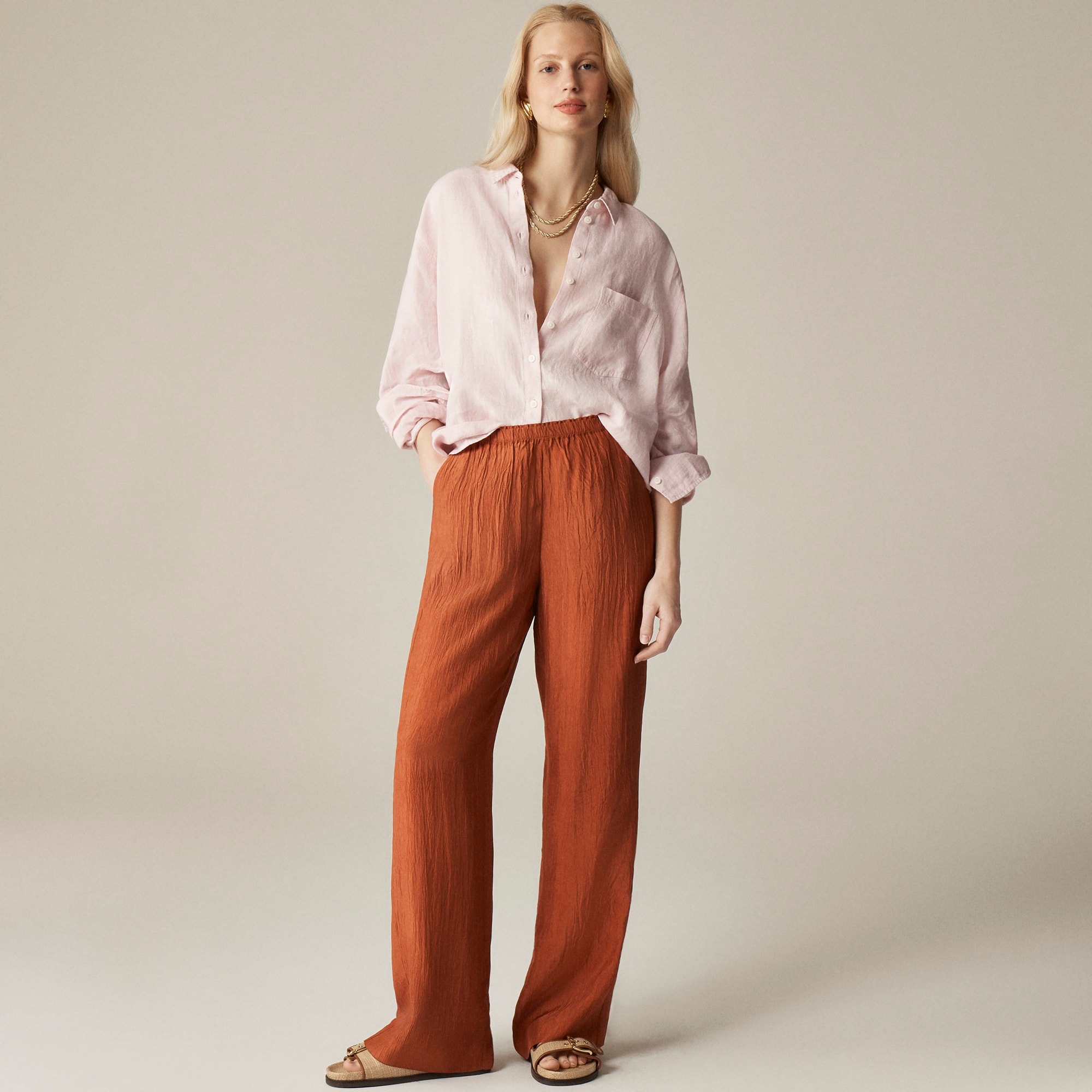 womens Stratus pant in textured satin