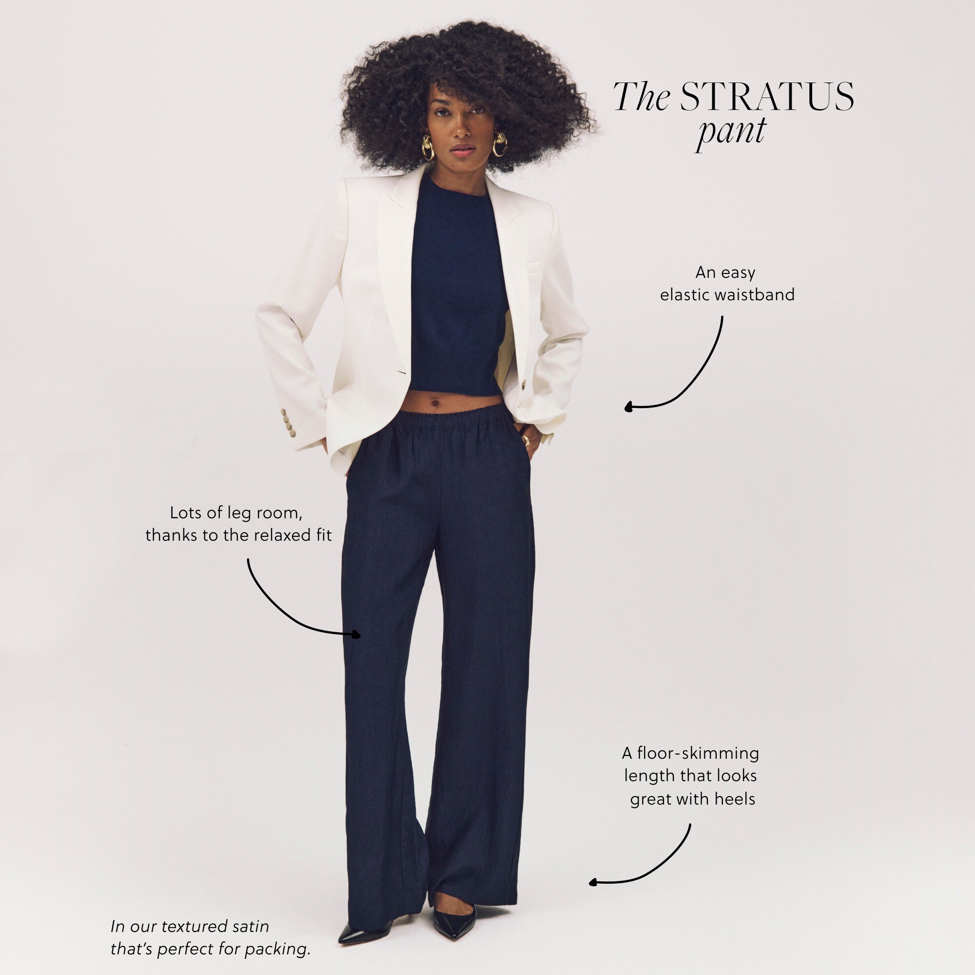 Petite Stratus pant in textured satin