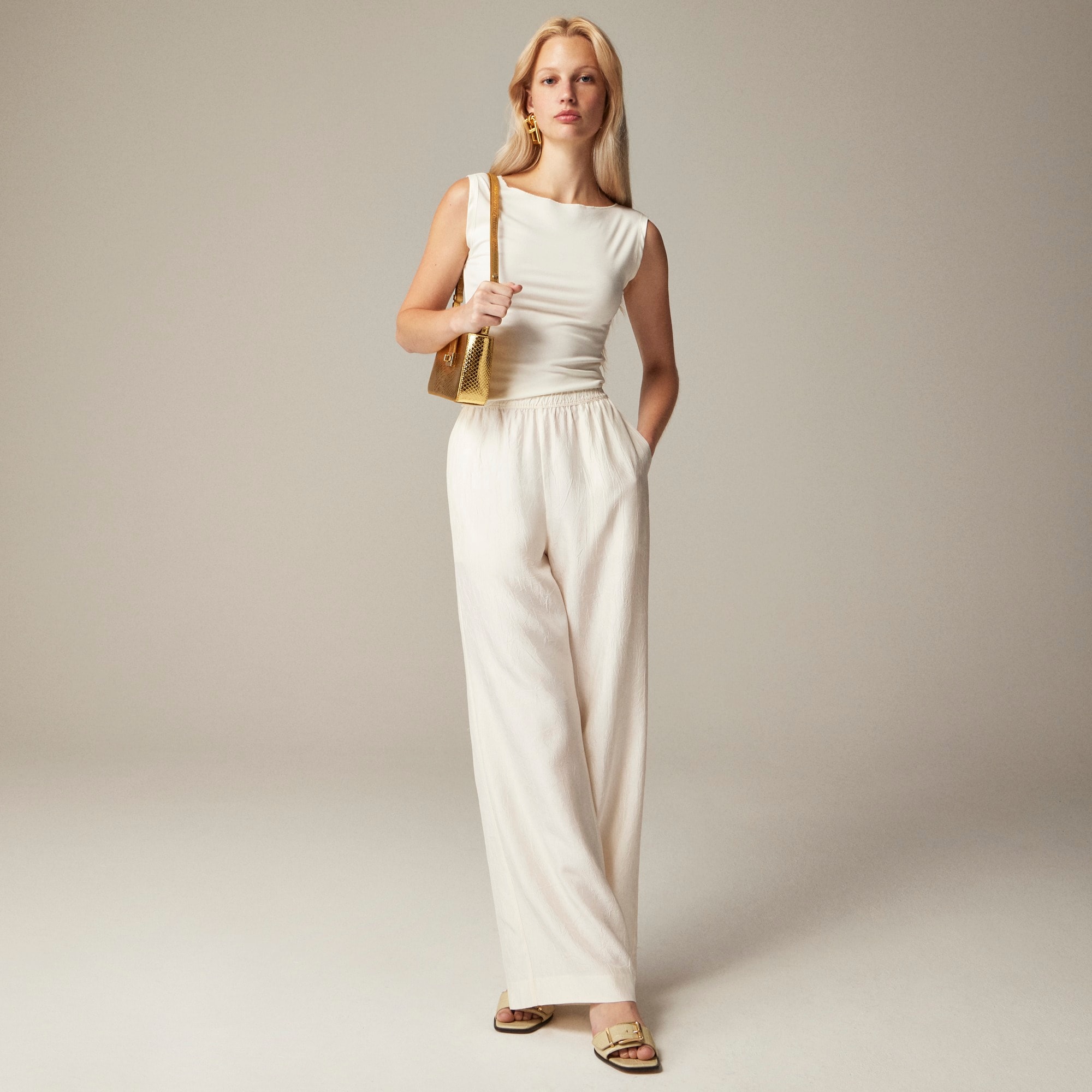 Stratus pant in textured satin
