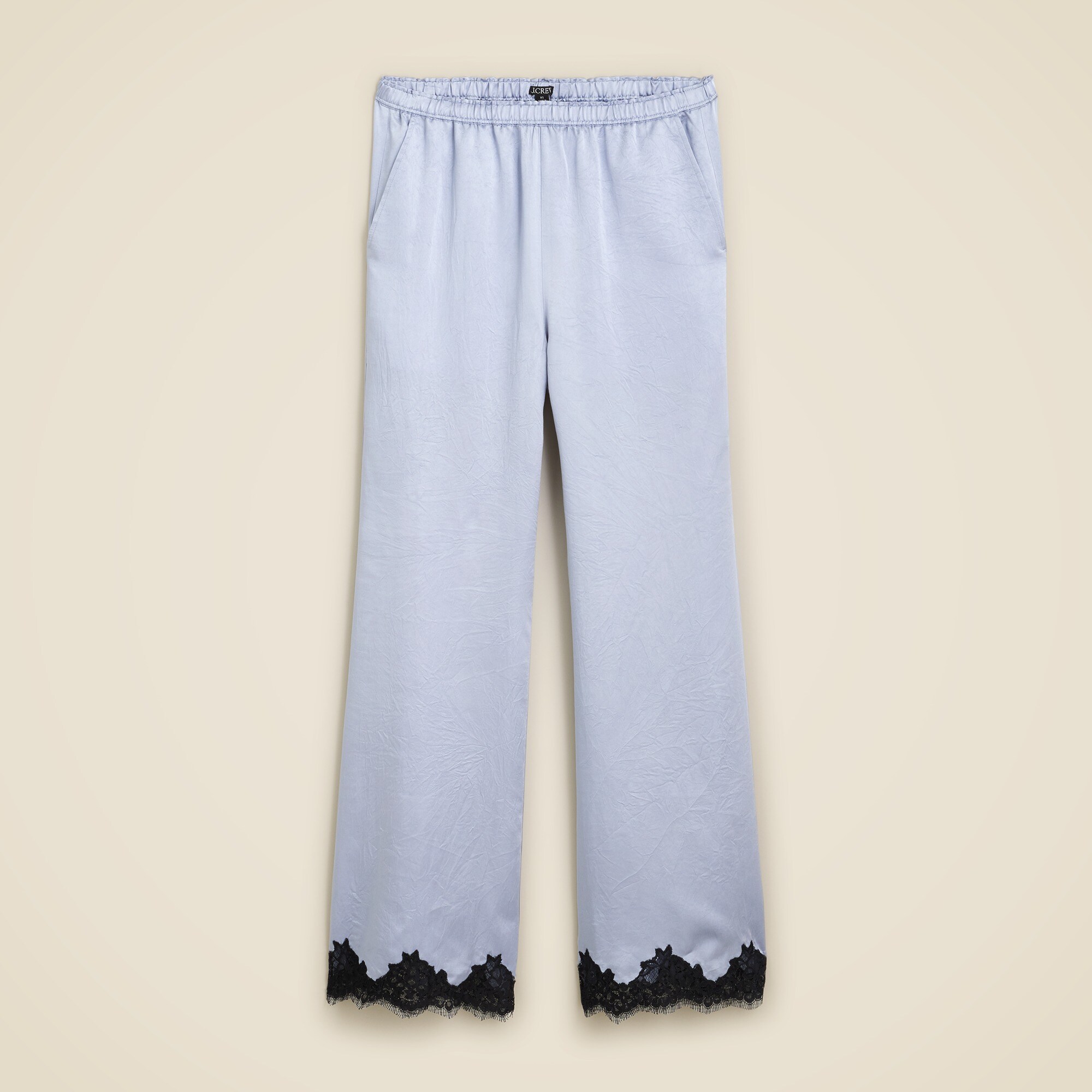Stratus lace-trim pant in textured satin