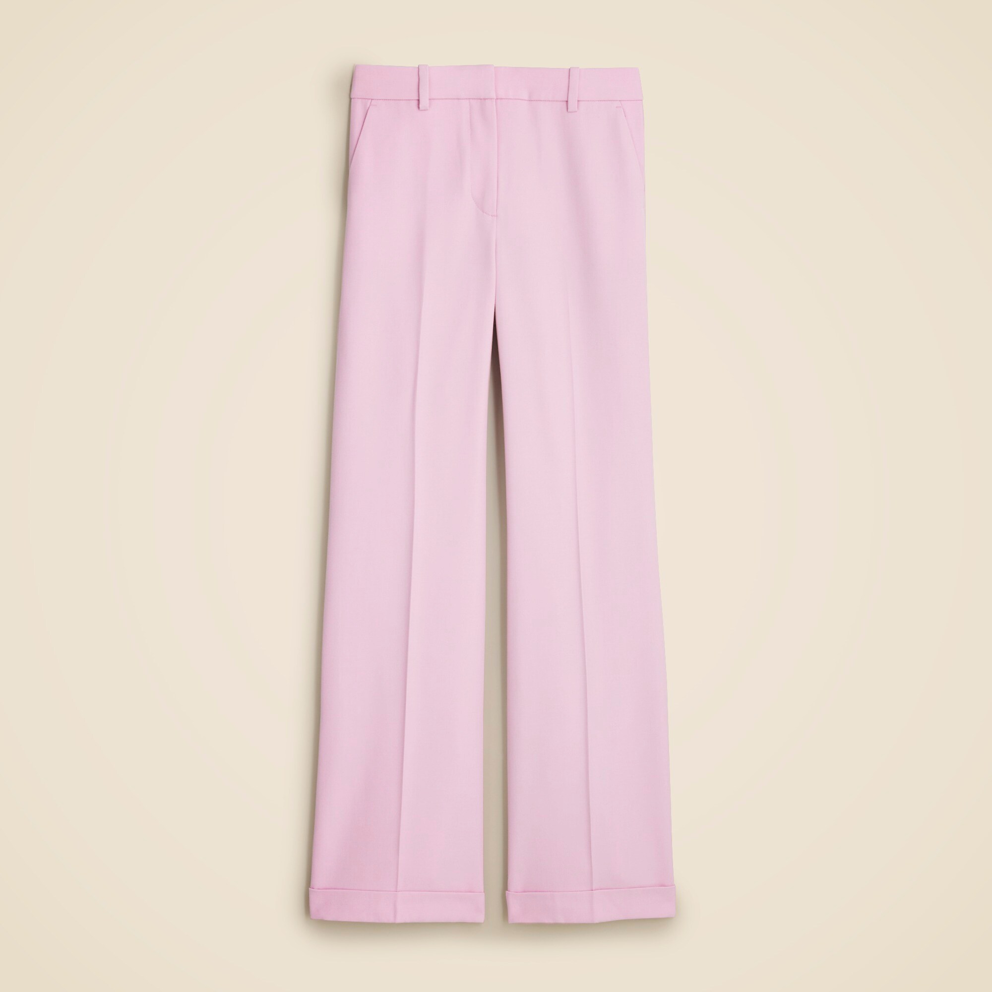 Cuffed wide-leg trouser pant in wool blend
