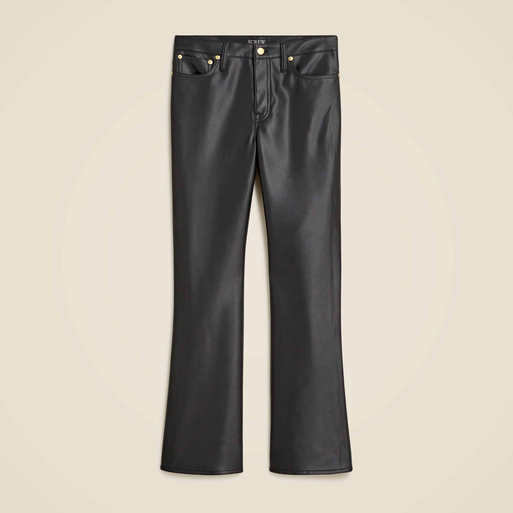 High-rise bootcut pant in faux leather