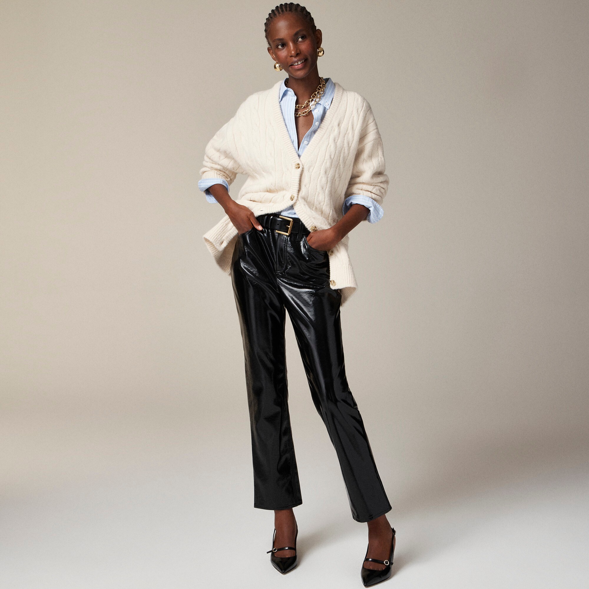 Classic straight pant in faux leather