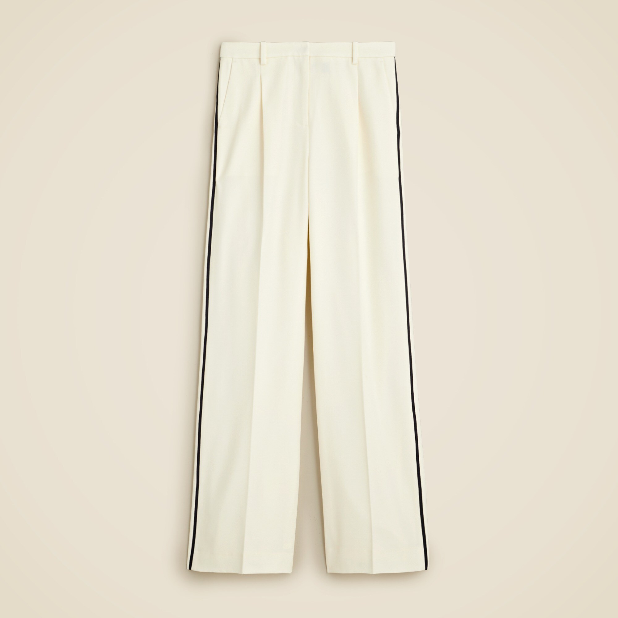 Collection contrast-trim wide-leg essential pant in wool blend