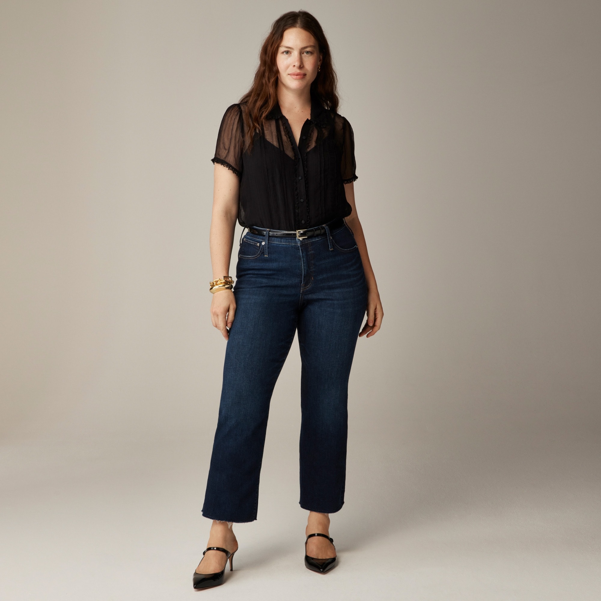 Petite mid-rise kickout jean