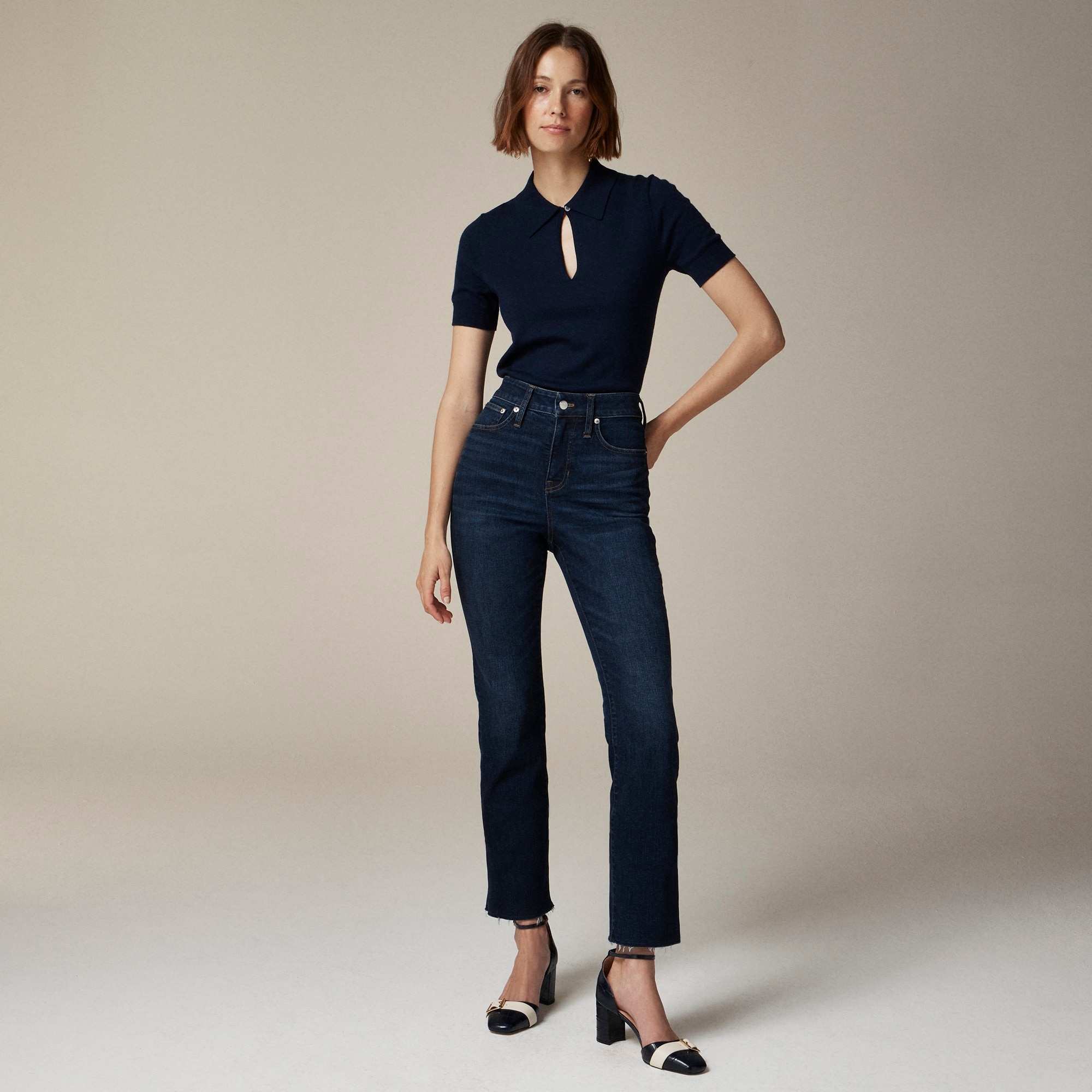 womens Curvy high-rise kickout jean