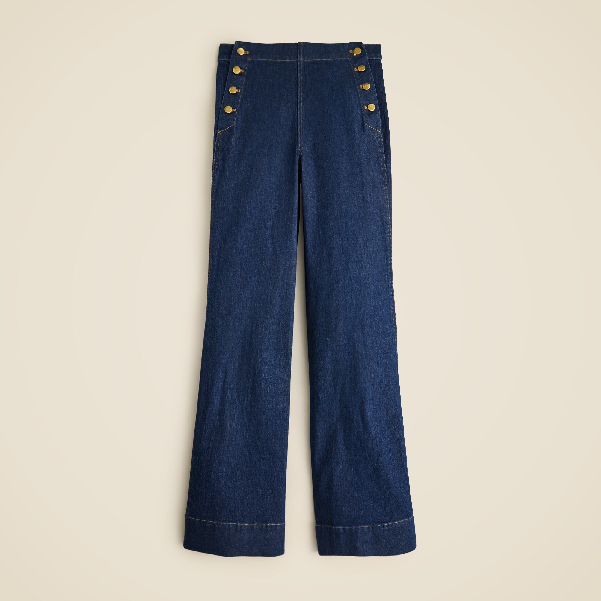 Sailor-button denim trouser in 1996 semi-stretch