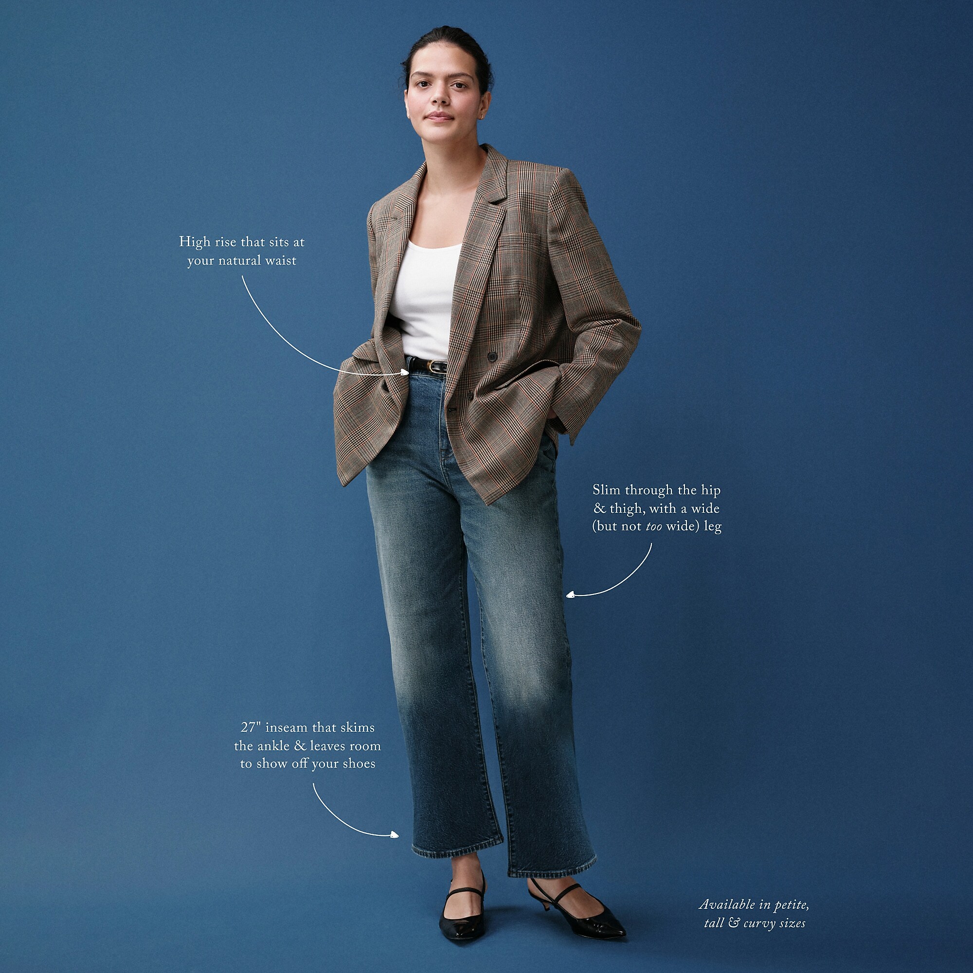 High-rise slim wide jean in 1996 semi-stretch