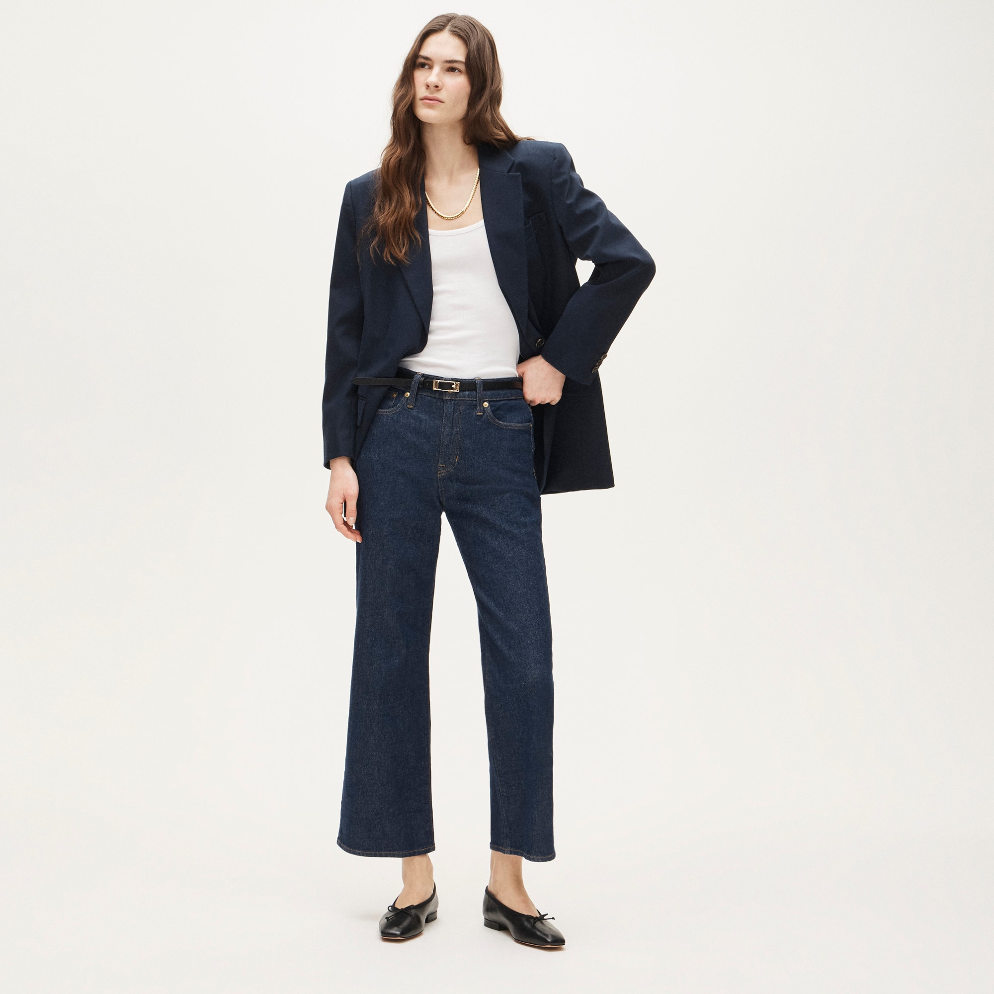 High-rise slim wide jean in 1996 semi-stretch