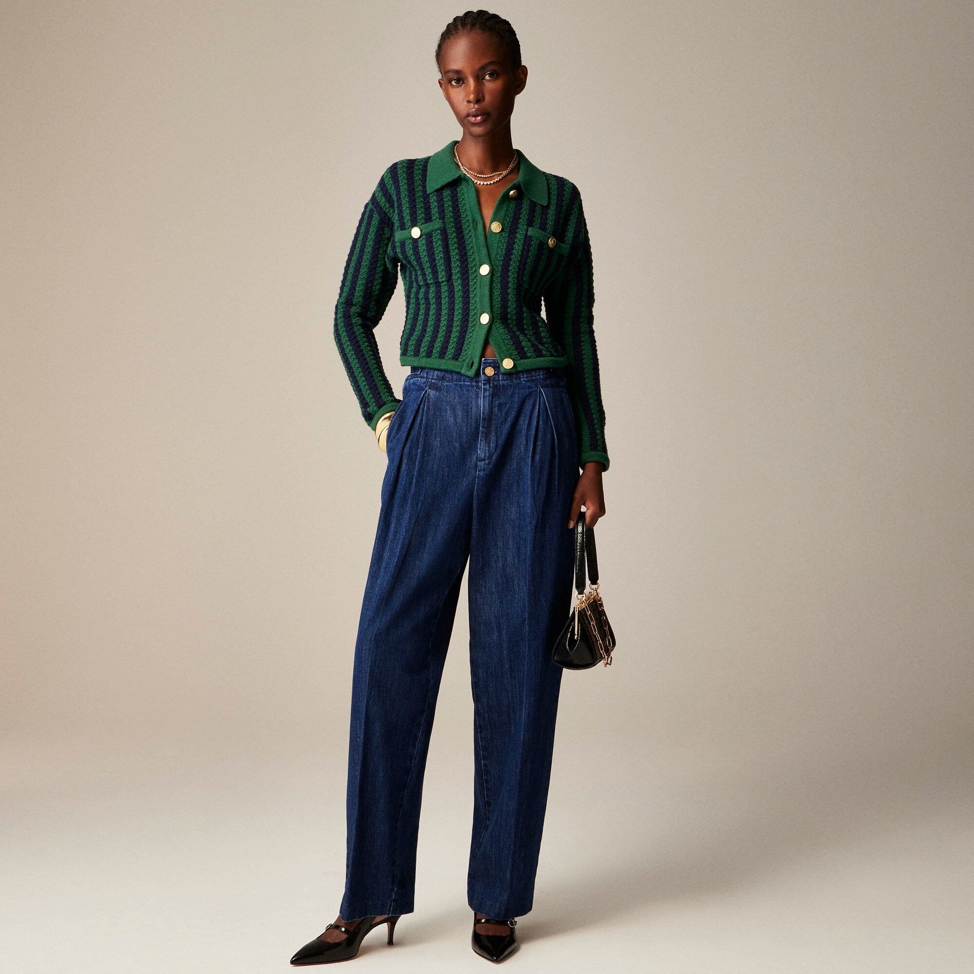  Tapered jean with pleats in 1984 rigid