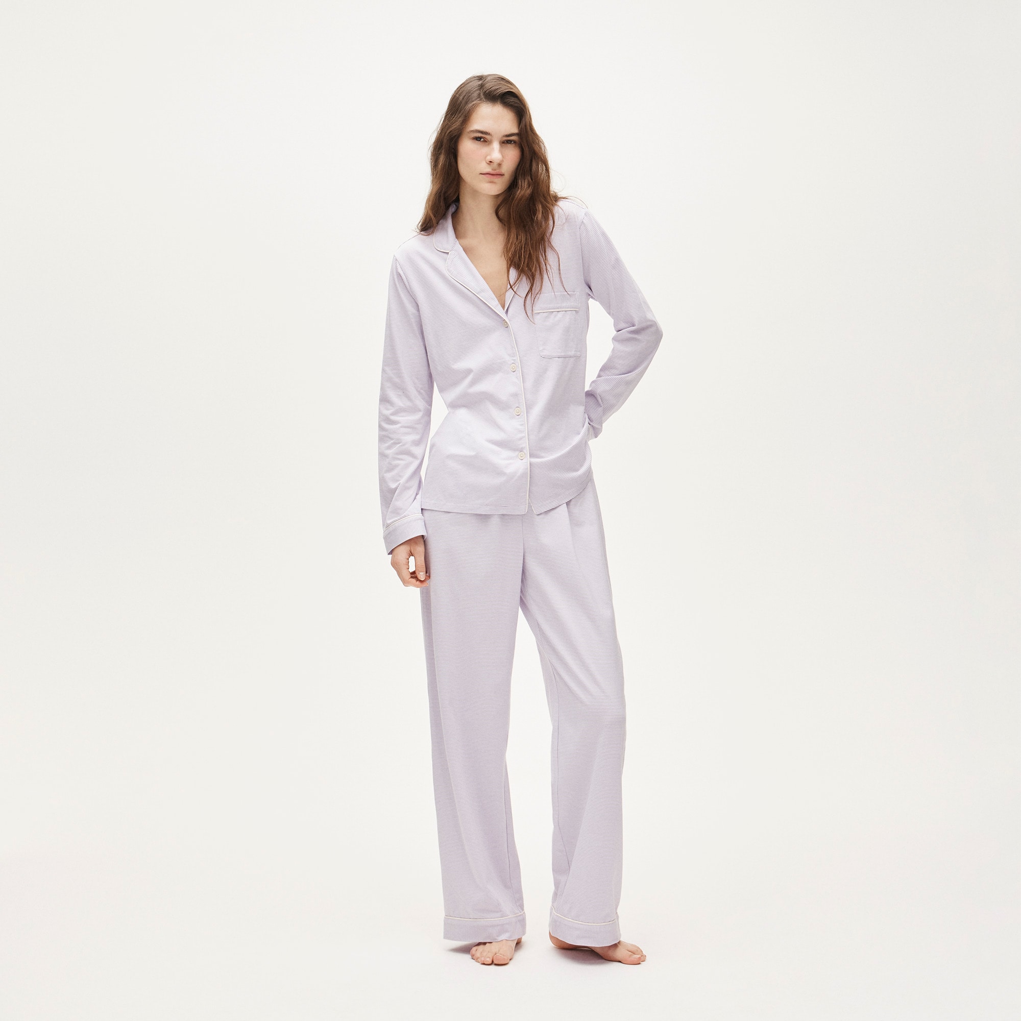 Dreamy cotton-blend pajama pant set in stripe - image 2
