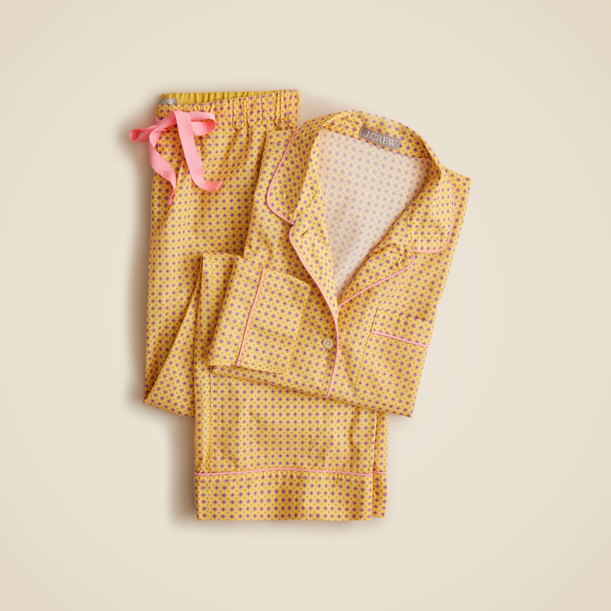 Cotton poplin pajama pant set in dot