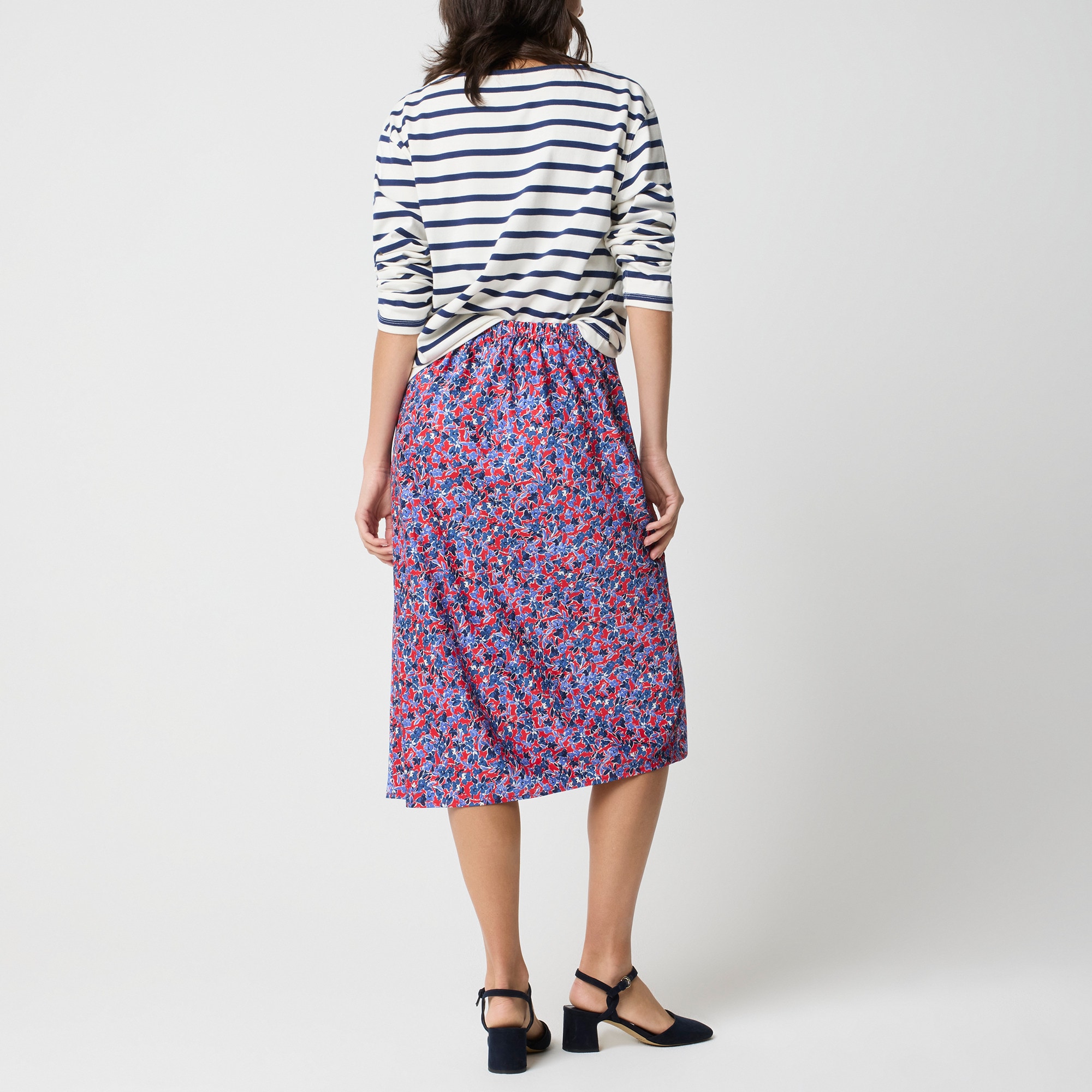 Petite printed bias slip skirt