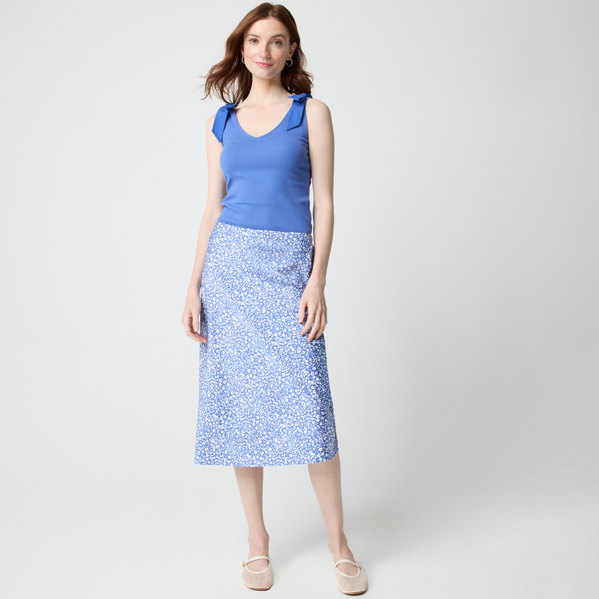 Printed bias slip skirt