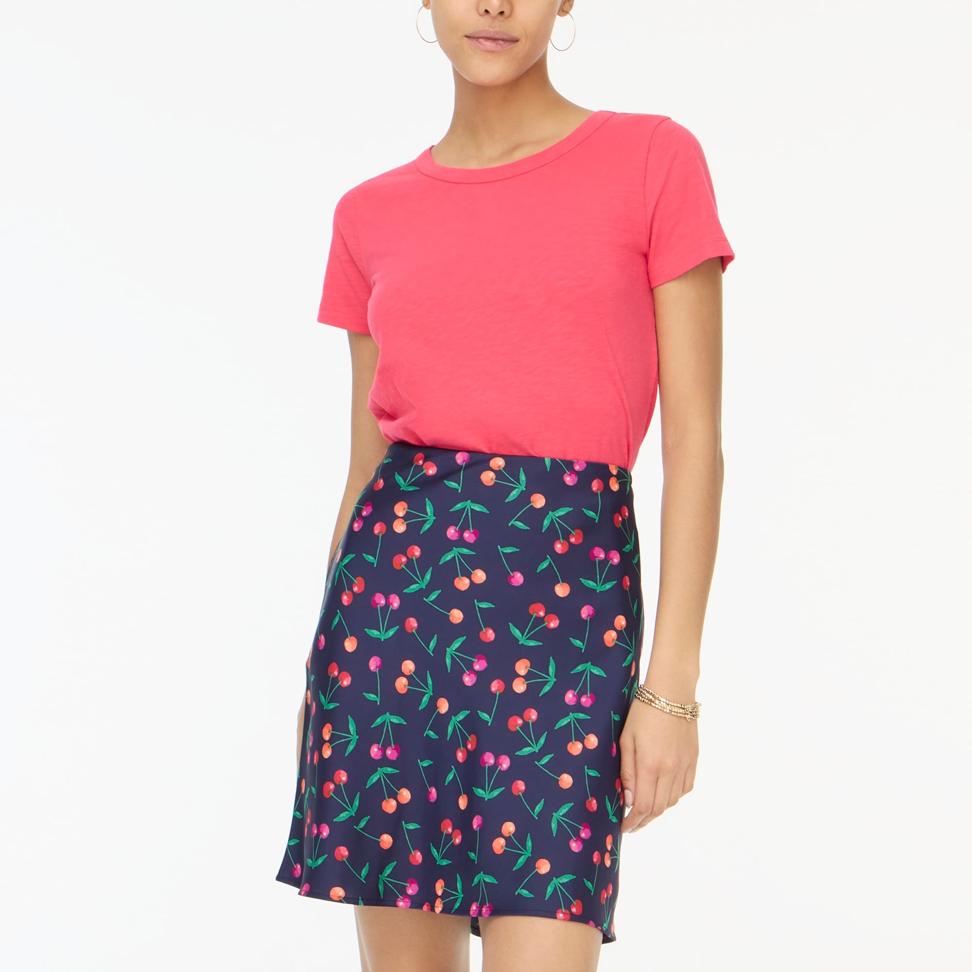 Mini bias-cut slip skirt