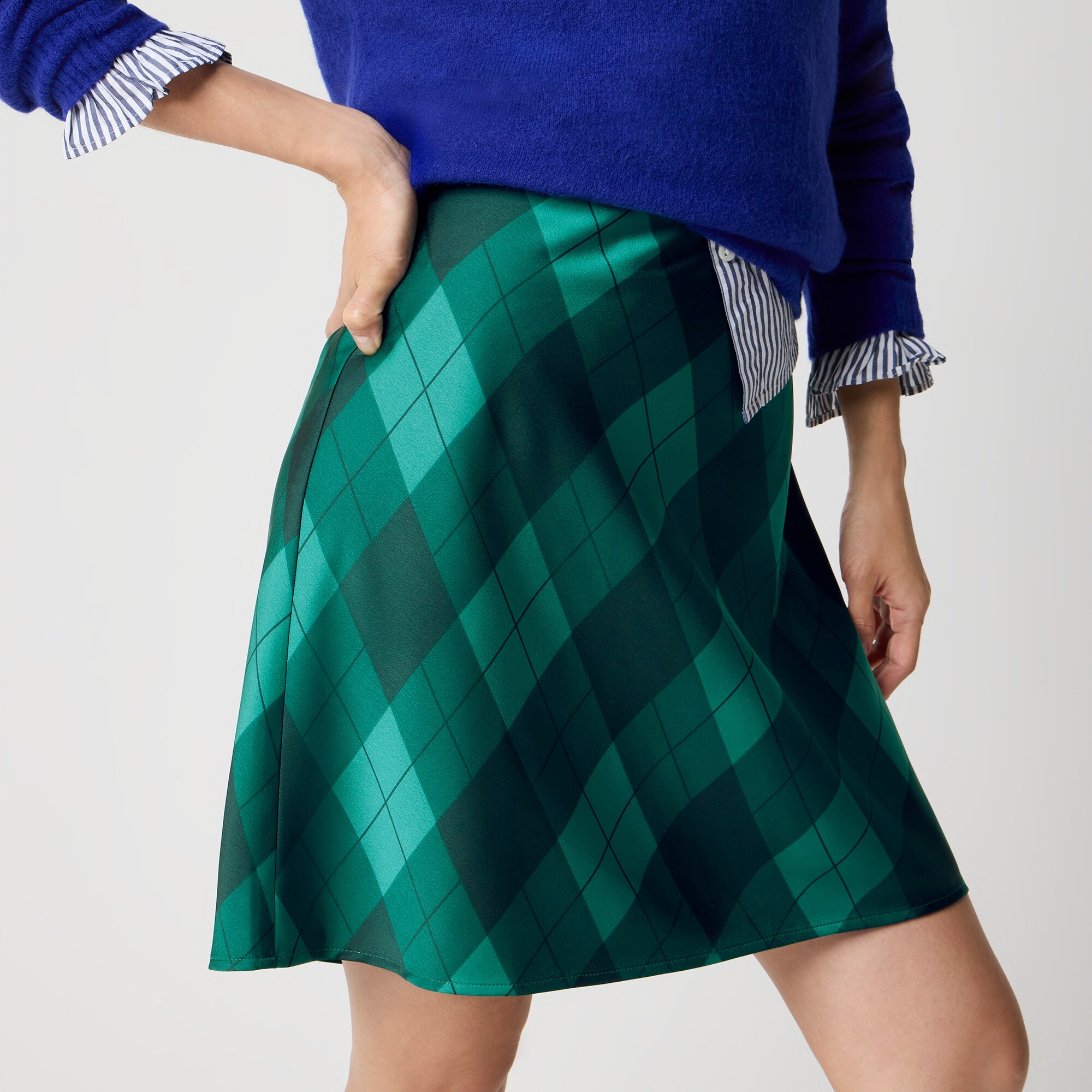 Mini bias-cut slip skirt