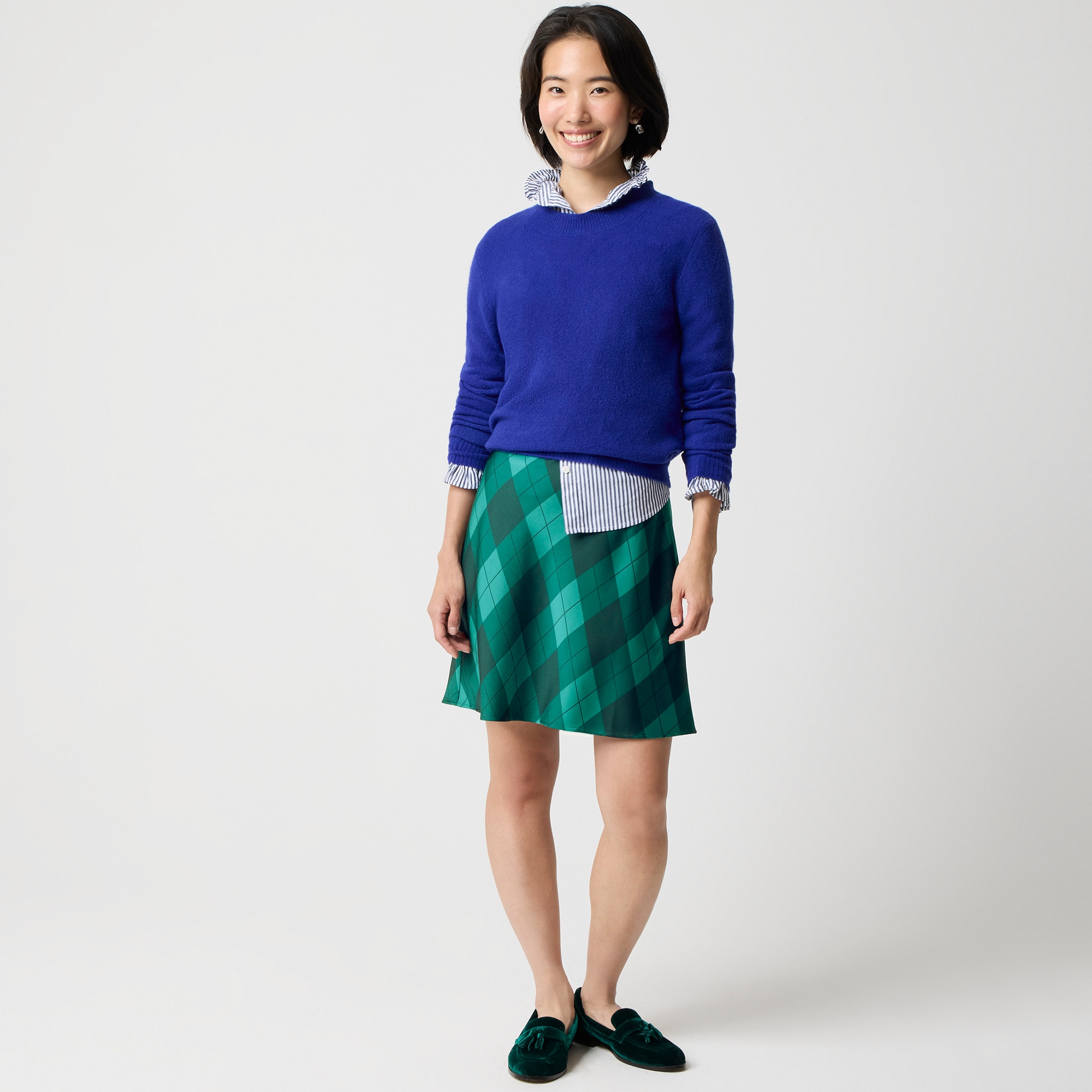 Mini bias-cut slip skirt