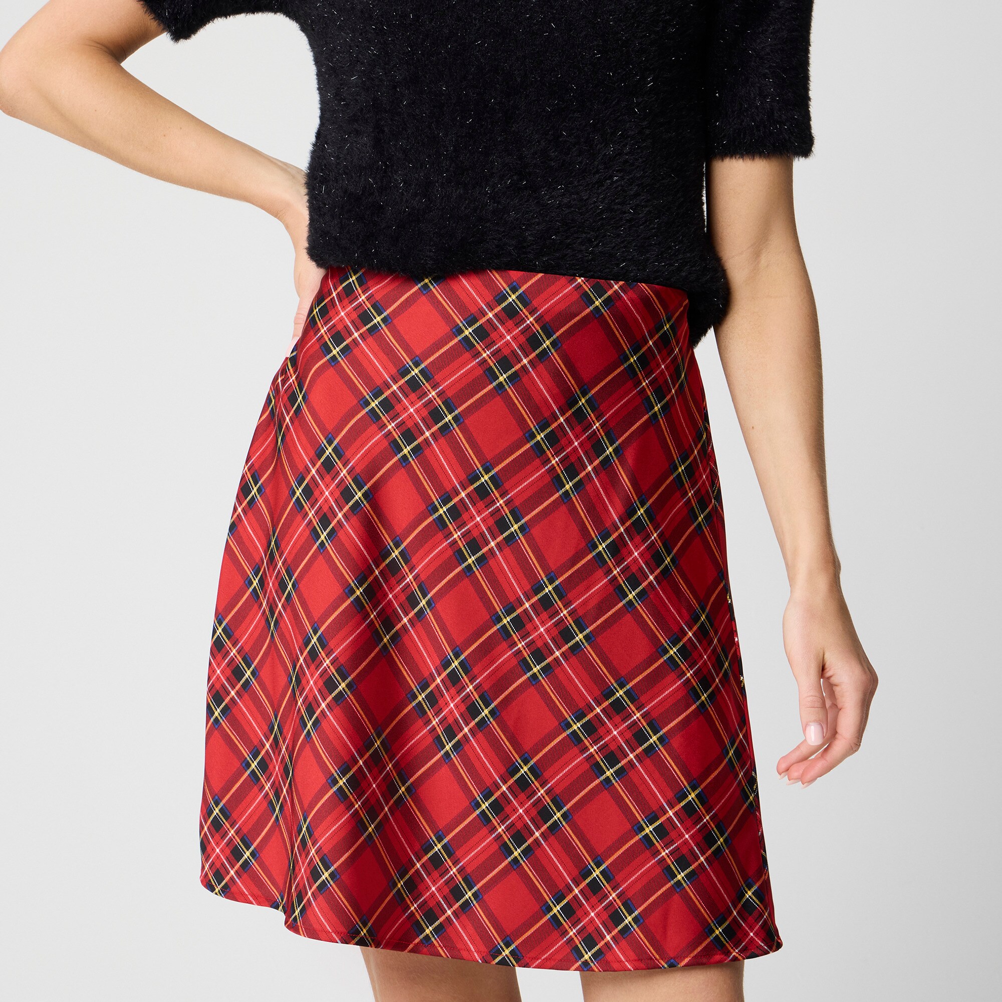 Mini bias-cut slip skirt