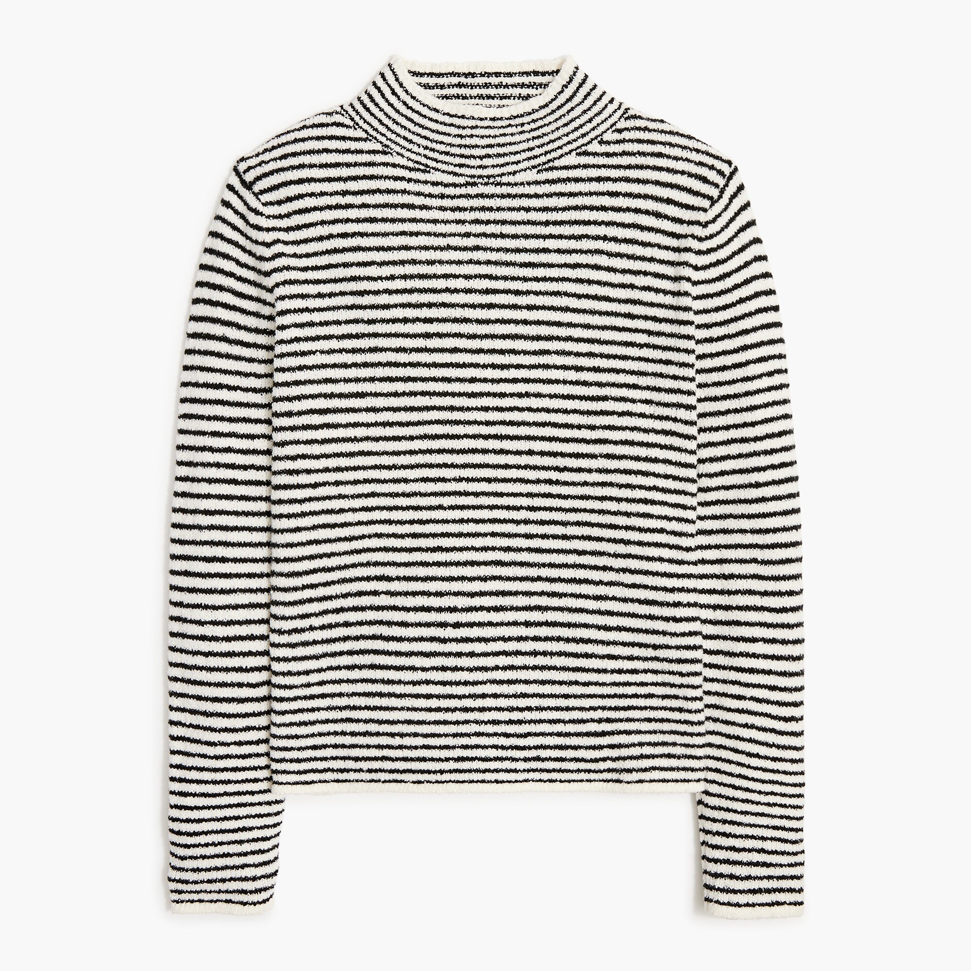 factory: striped mockneck pullover sweater for women