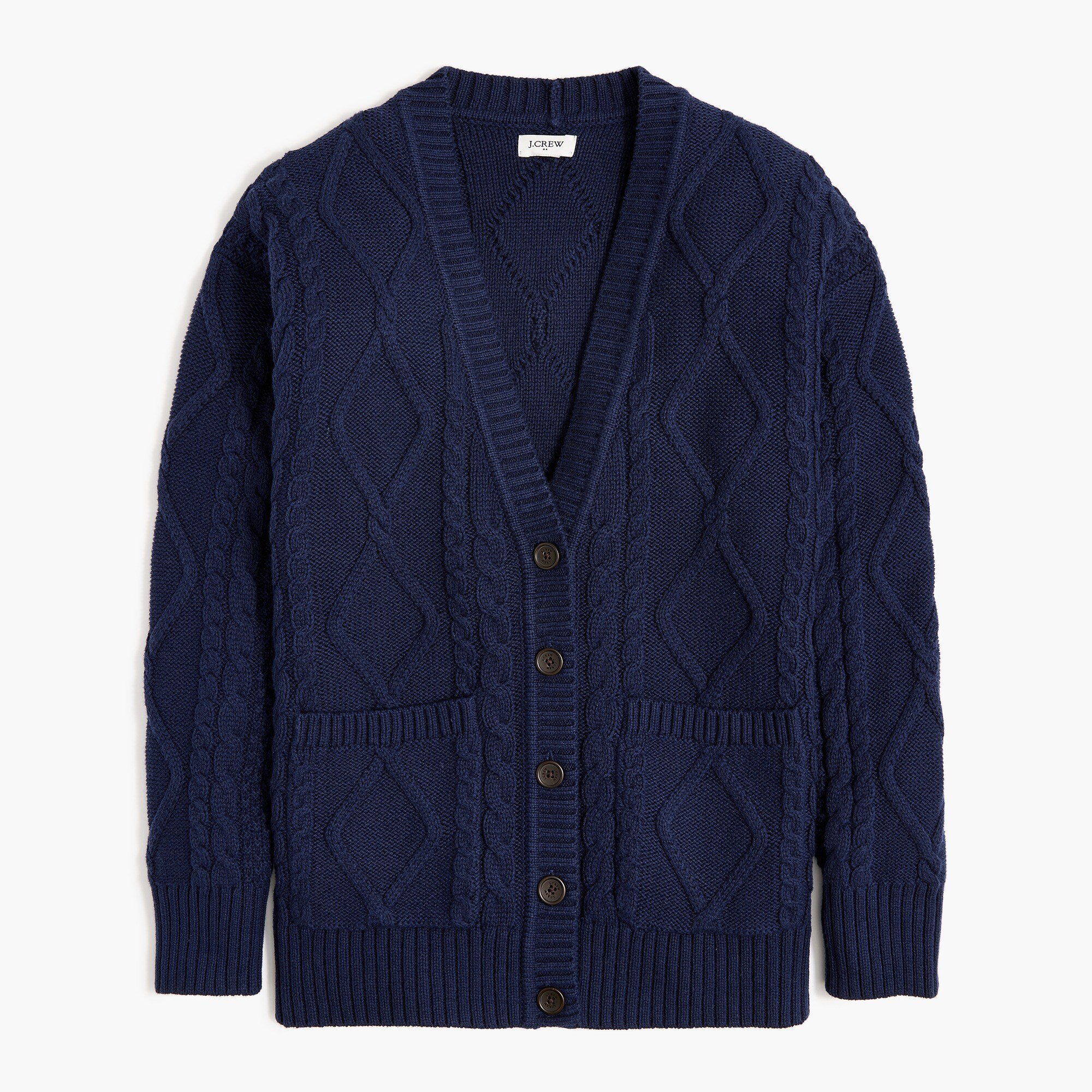 long cable-knit cardigan sweater for women