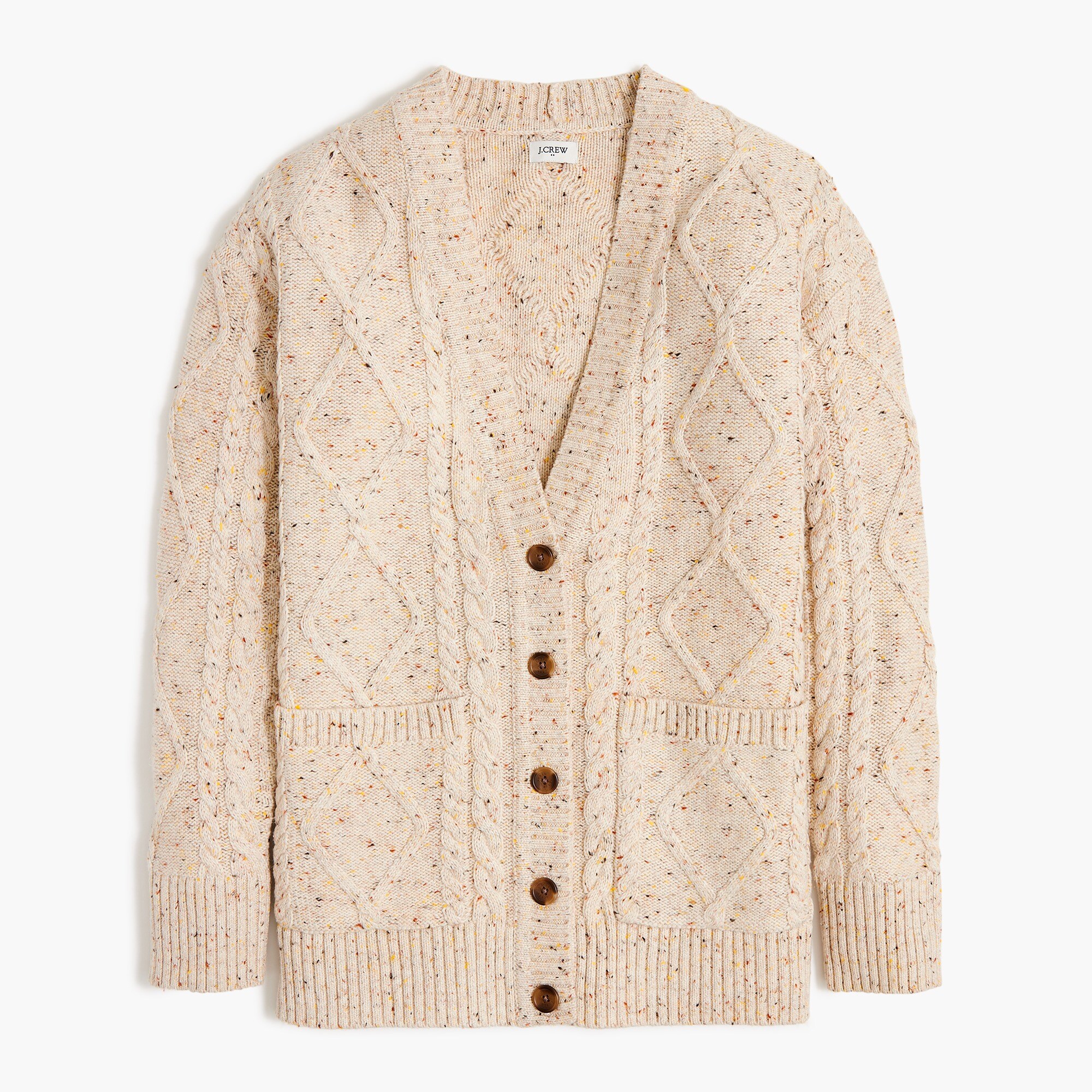 Donegal long cable-knit cardigan sweater