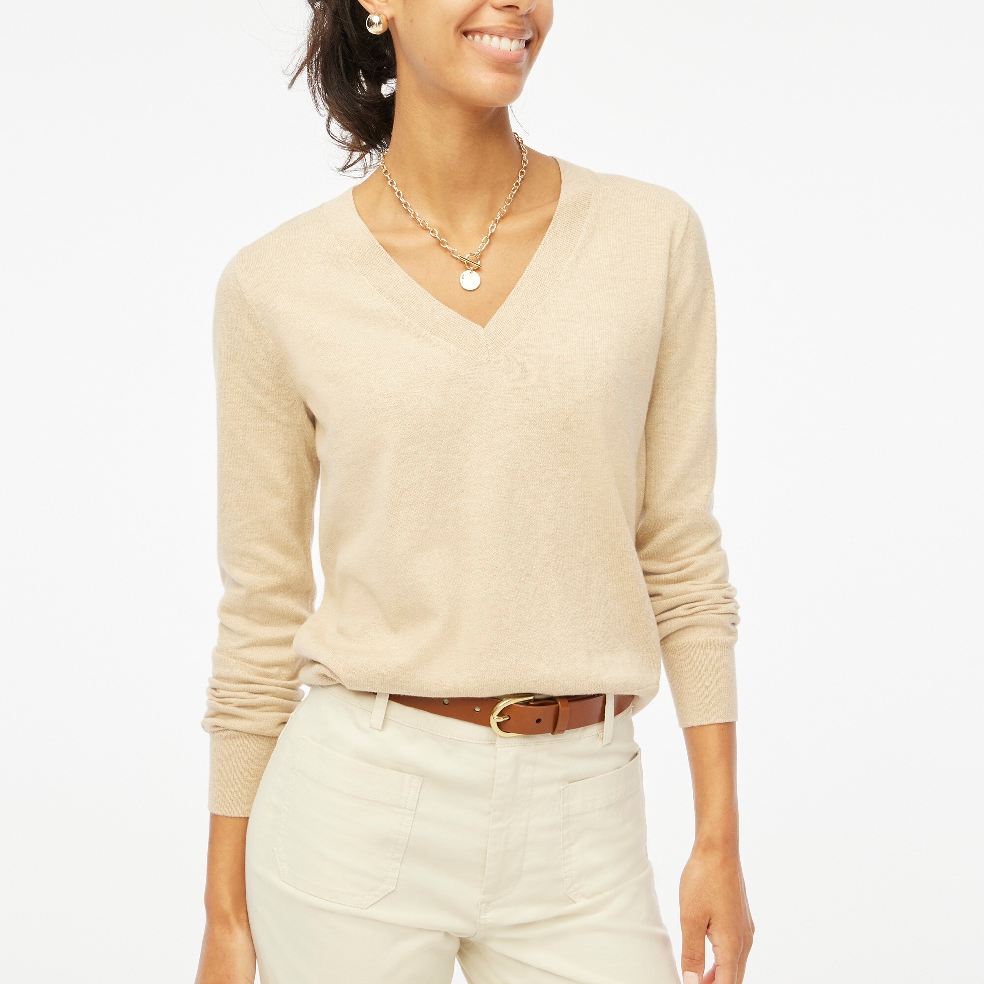 Combed Cotton Sleeveless V-Neck Sweater-Canvas main image 0