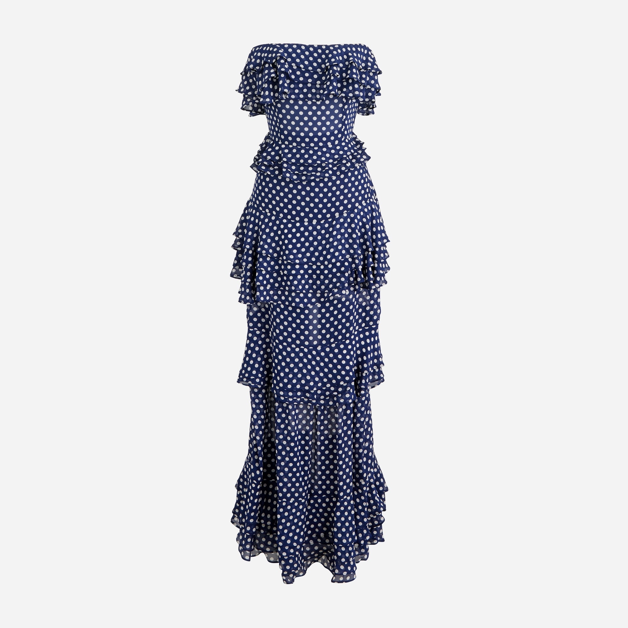 womens Collection tiered ruffle dress in dot chiffon