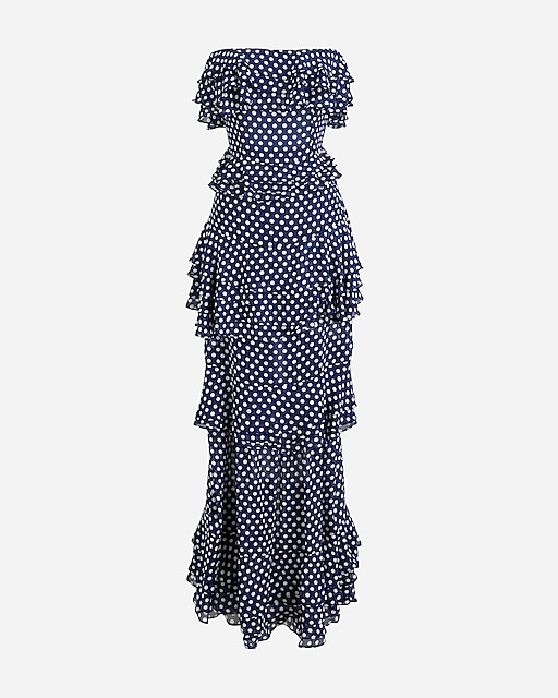  Pre-order Collection tiered ruffle dress in dot chiffon