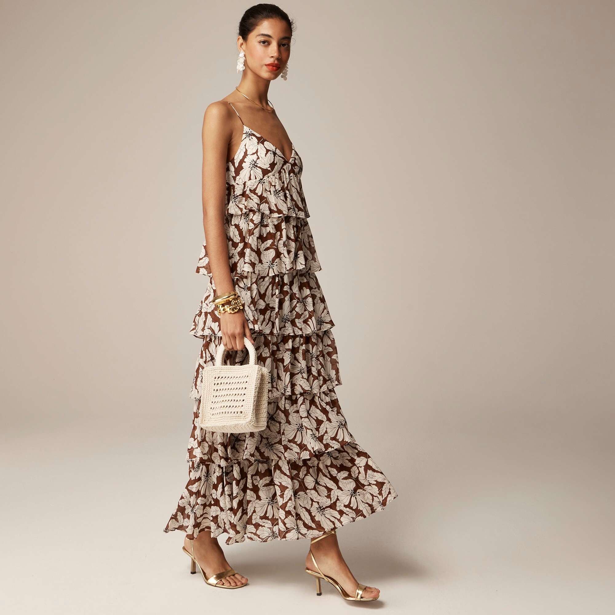 Collection ruffle-tier dress in floral chiffon