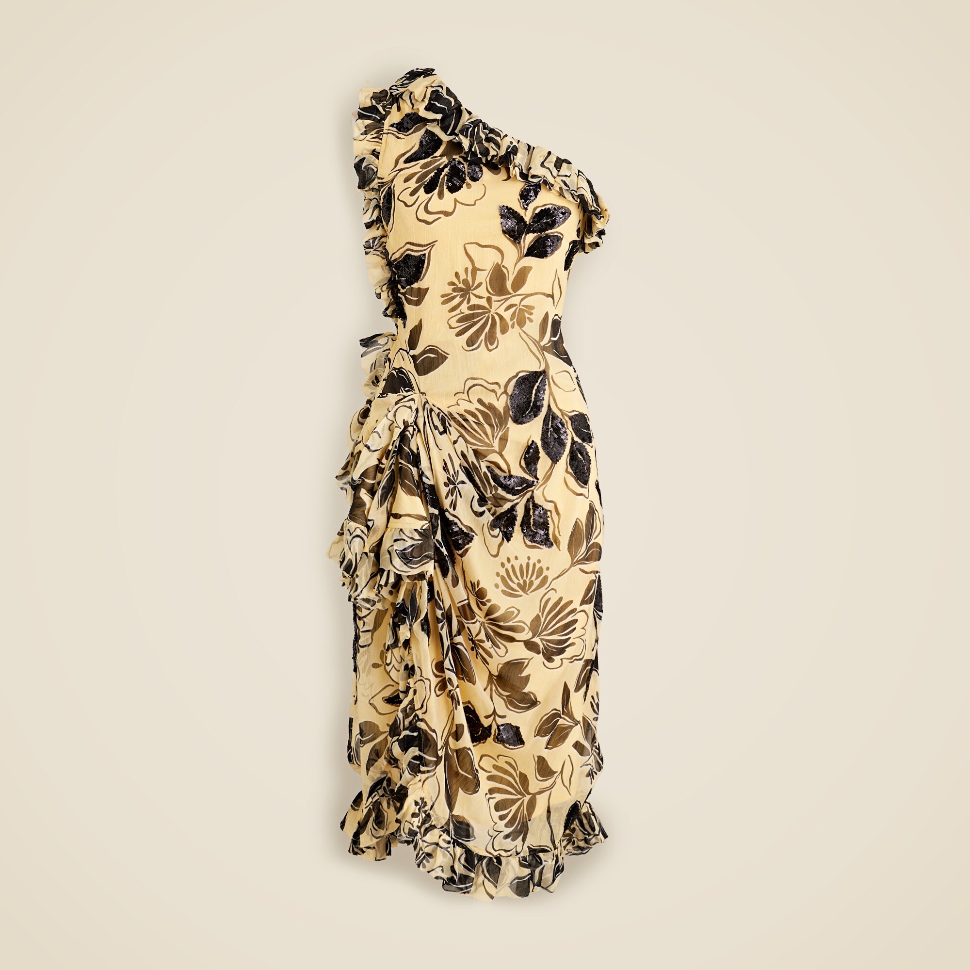 Collection one-shoulder sequin dress in crinkle chiffon