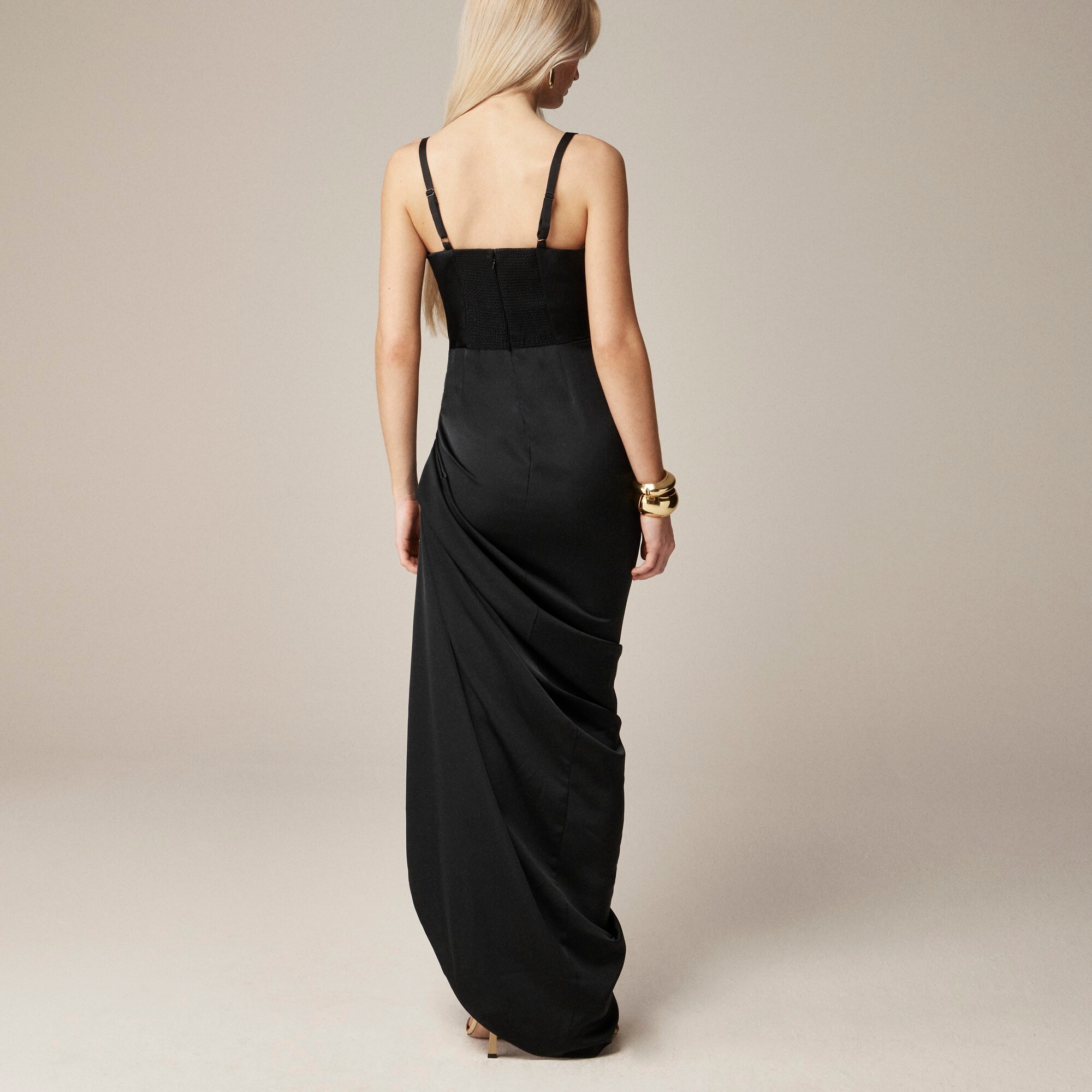 J.Crew: Collection Asymmetrical Ruched Dress In Stretch Satin For Women