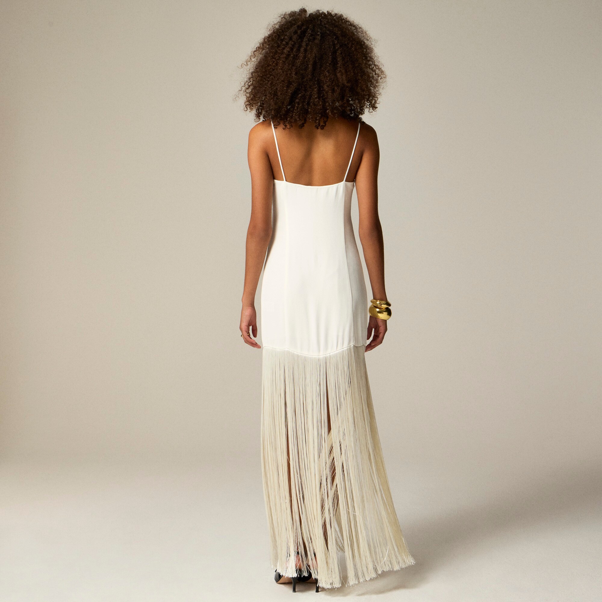 Collection fringe-trim slip dress