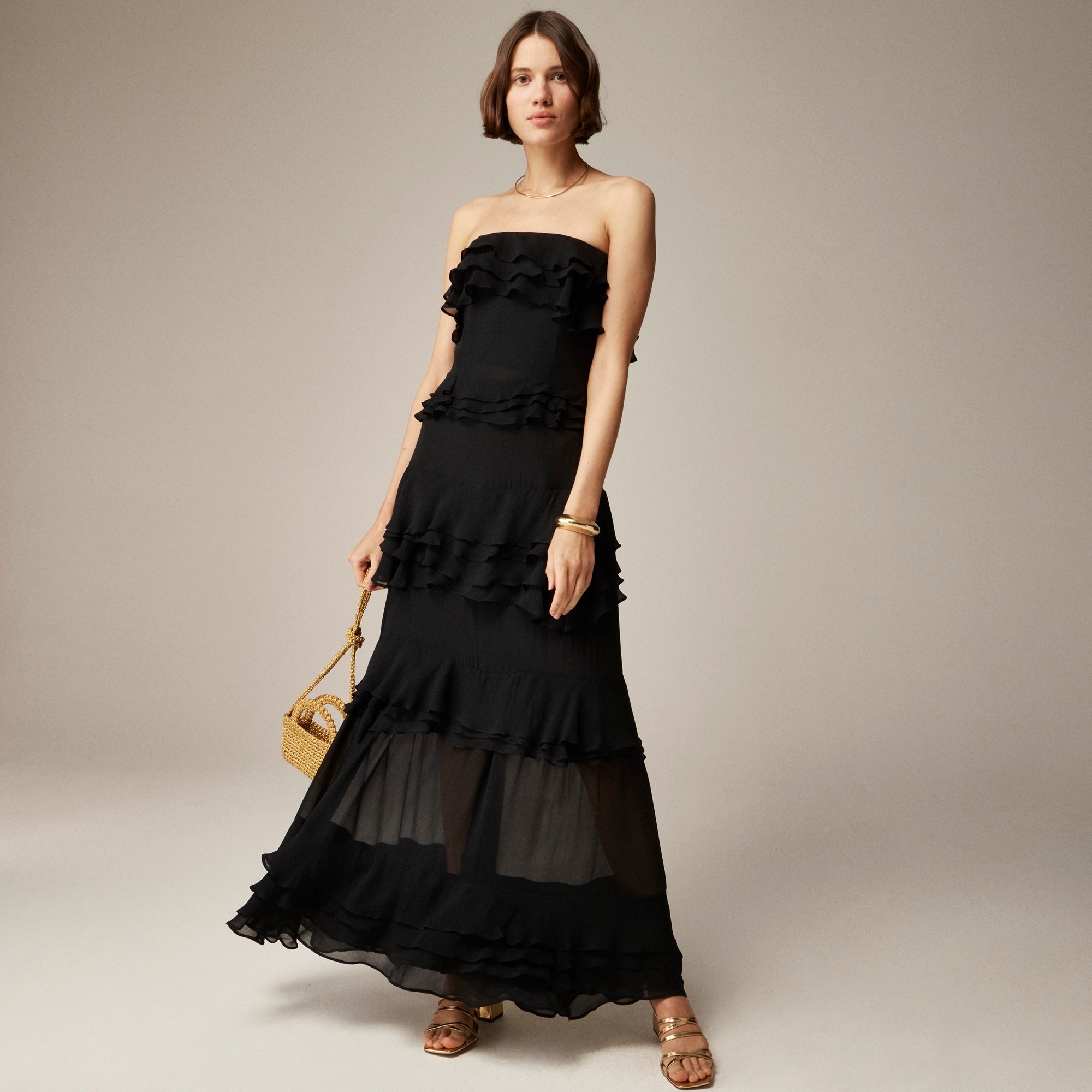 Collection tiered ruffle dress in chiffon