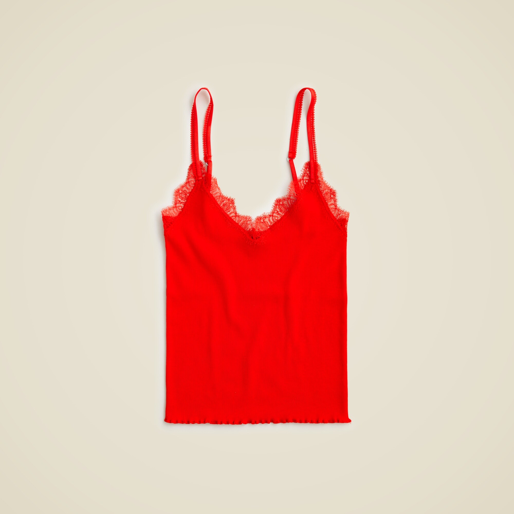 J.Crew: Fine Rib Lace-trim Tank Top For Women