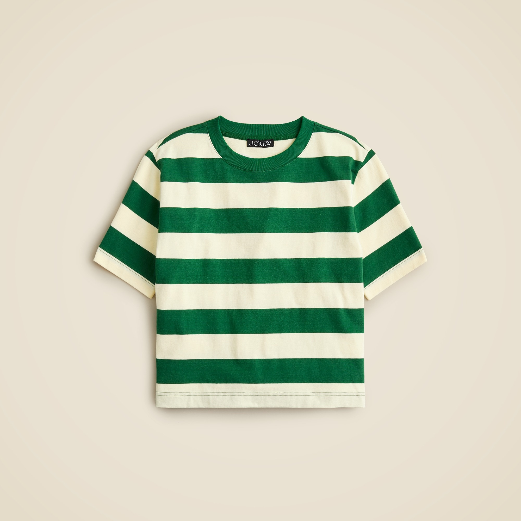 Relaxed Premium-weight Cropped T-shirt In Stripe For Women | J.Crew