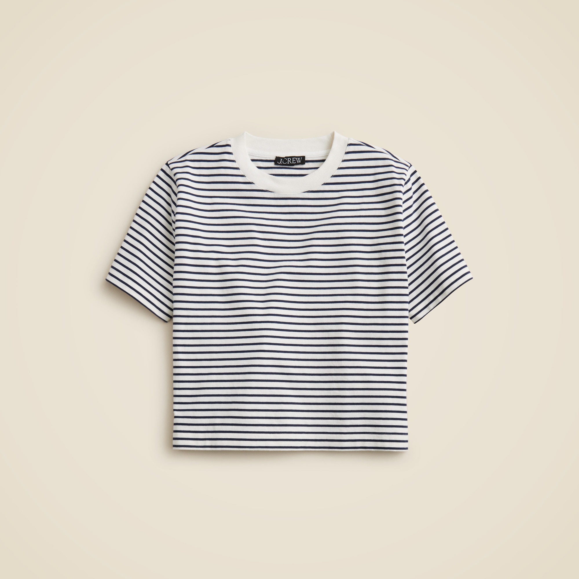 Relaxed premium-weight cropped T-shirt in stripe