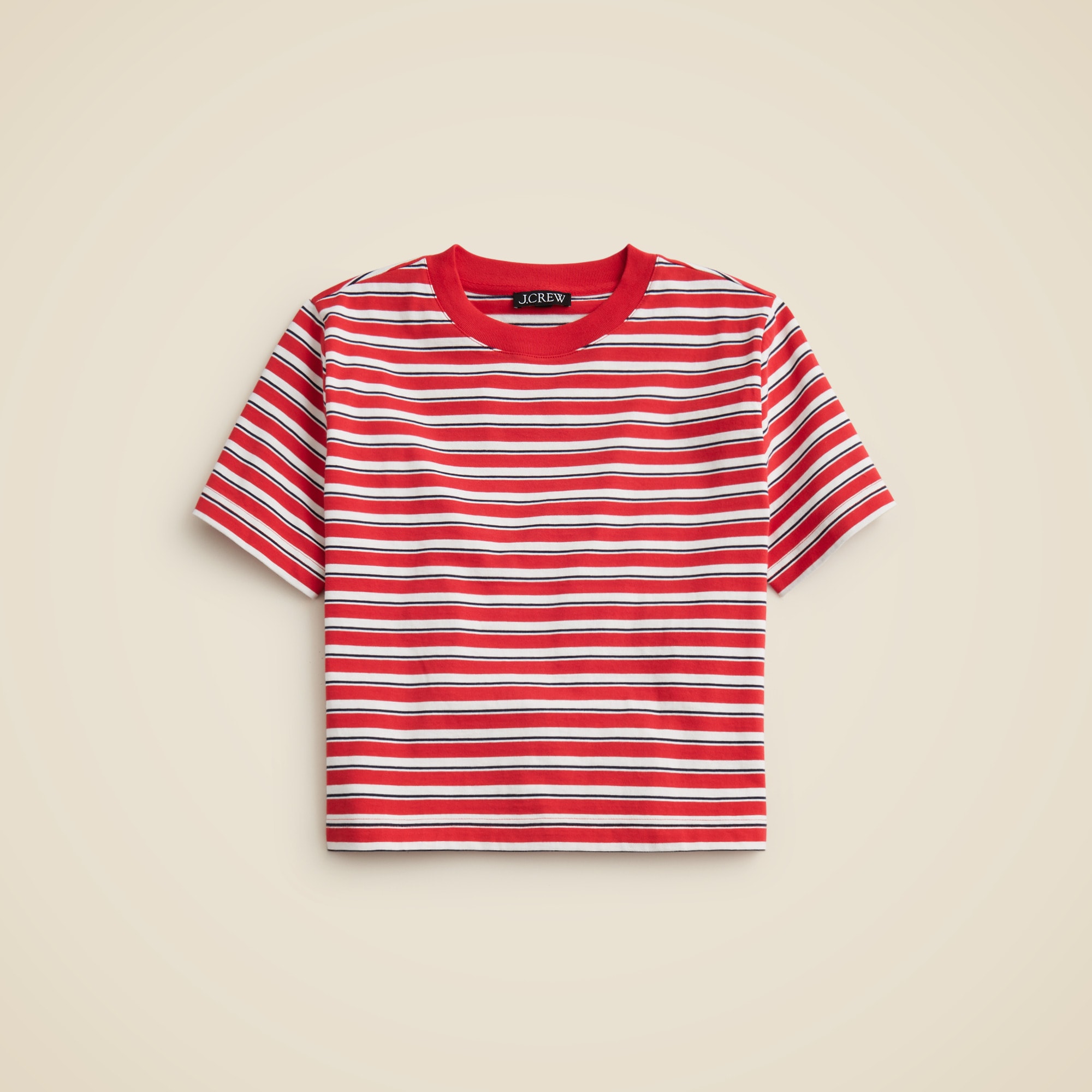 Relaxed premium-weight cropped T-shirt in stripe