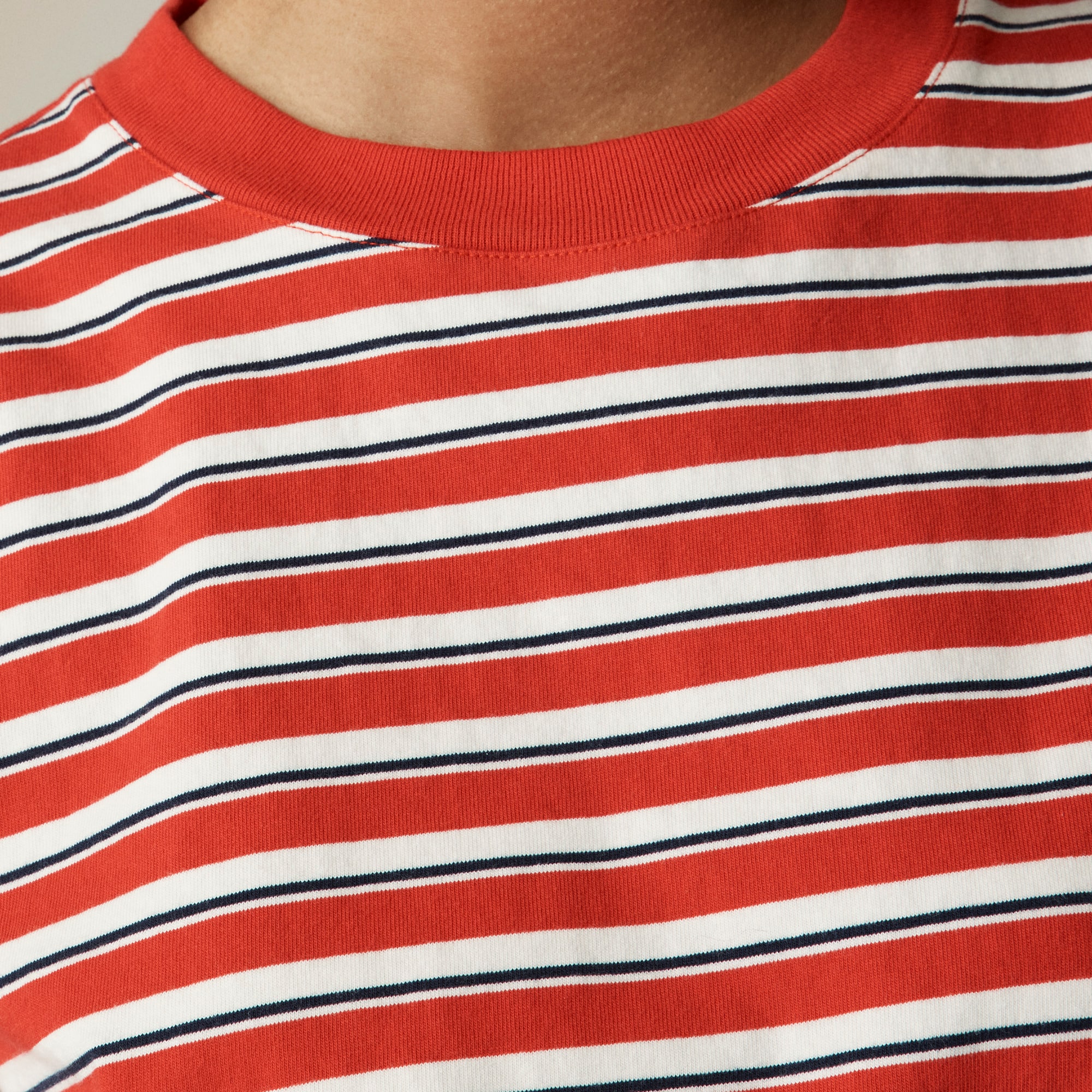 Relaxed premium-weight cropped T-shirt in stripe