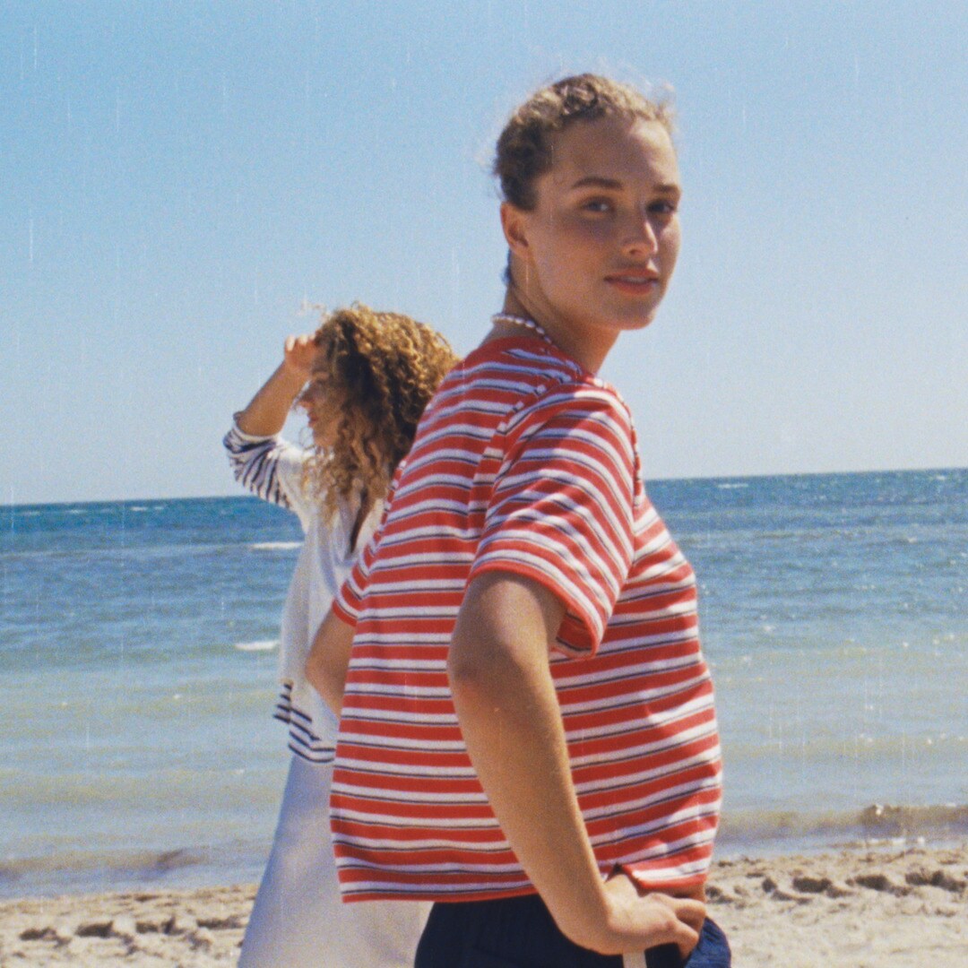 Relaxed premium-weight cropped T-shirt in stripe