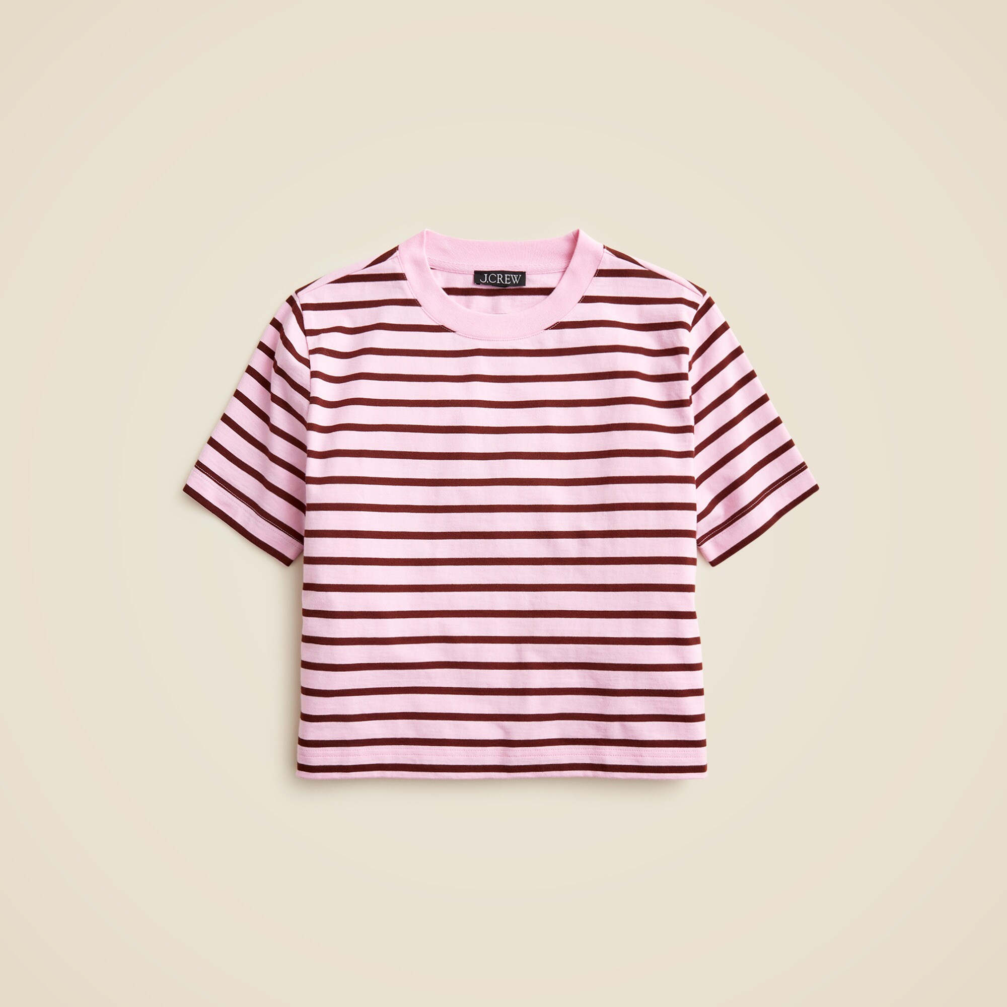 Relaxed premium-weight cropped T-shirt in stripe