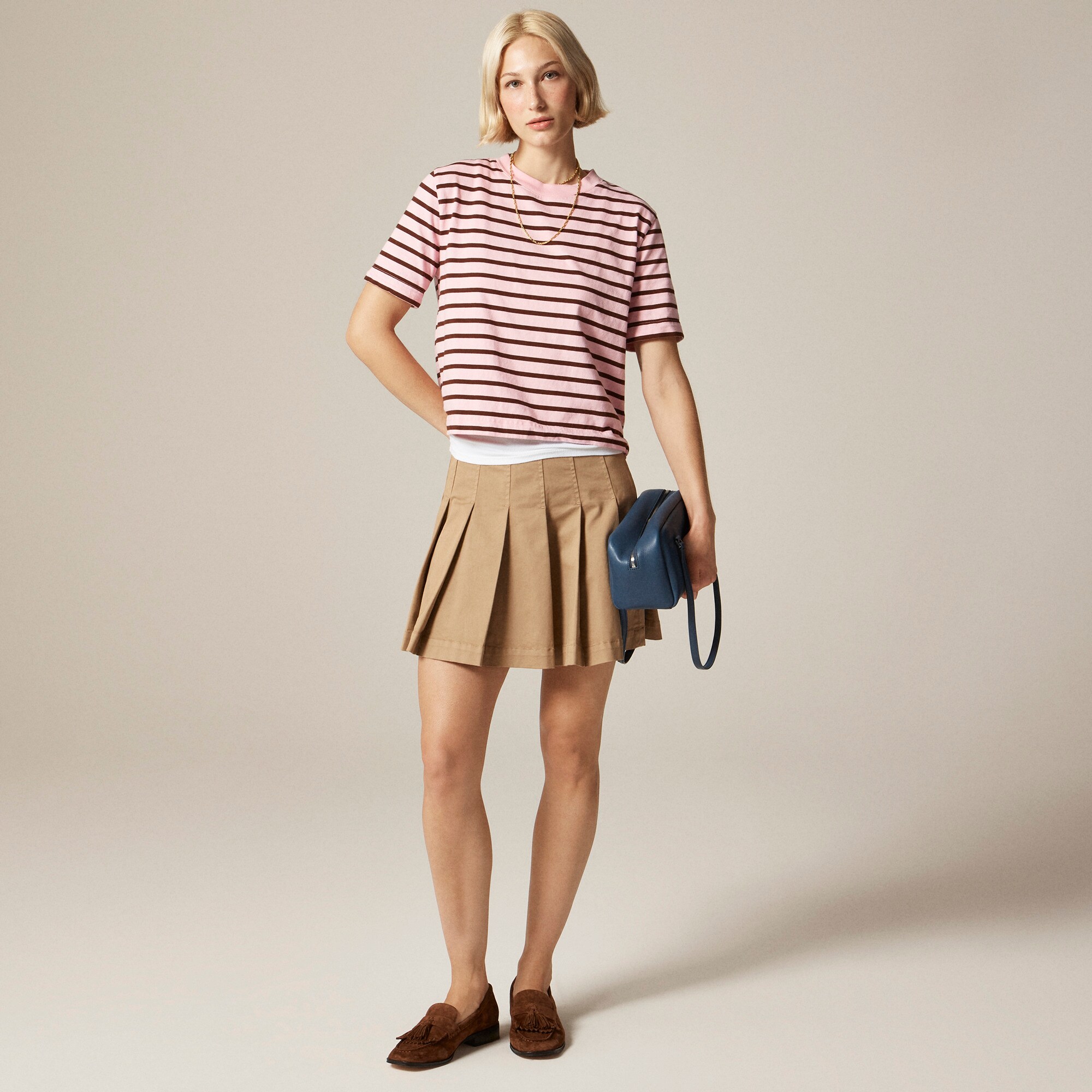 Relaxed premium-weight cropped T-shirt in stripe