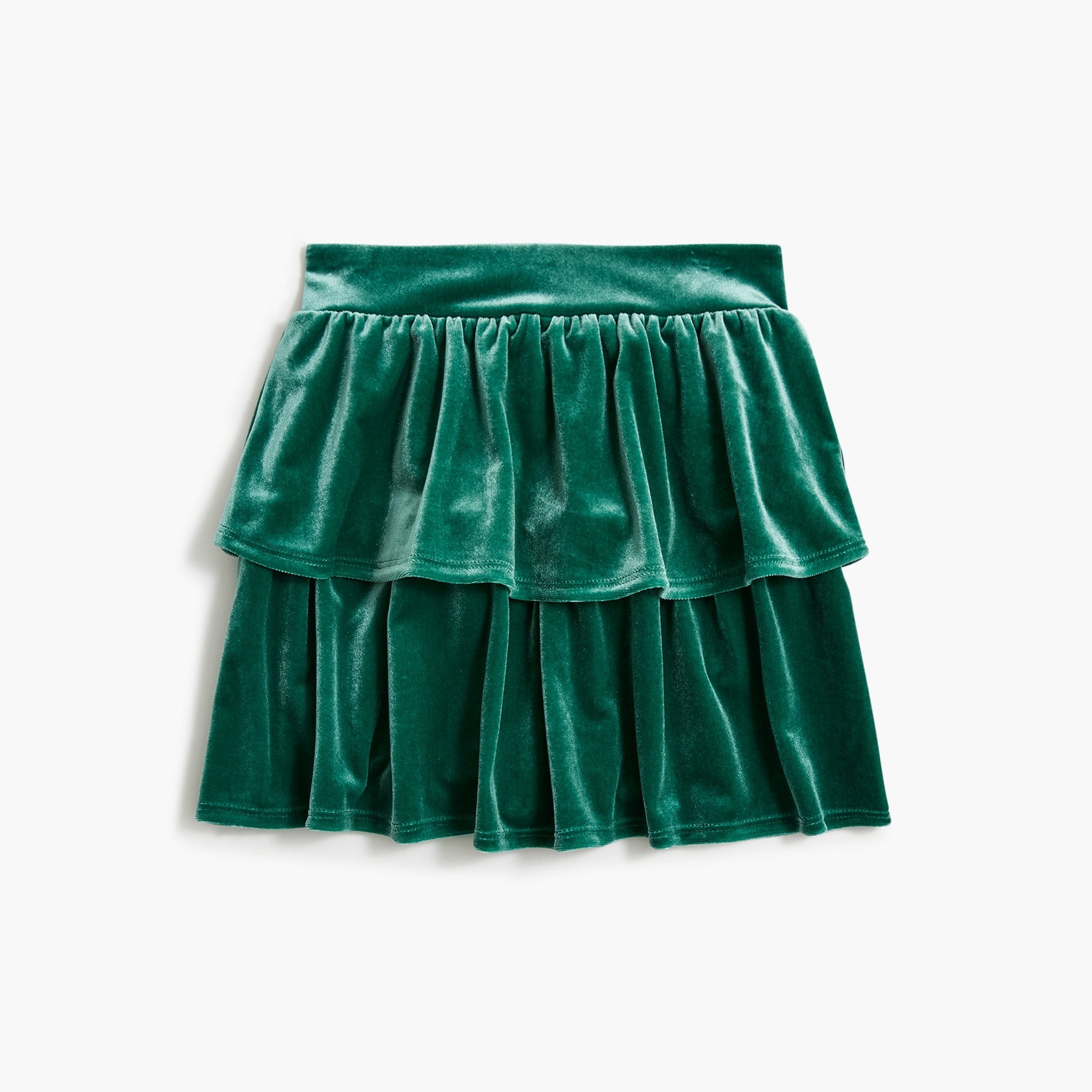 Girls' velvet tiered skirt