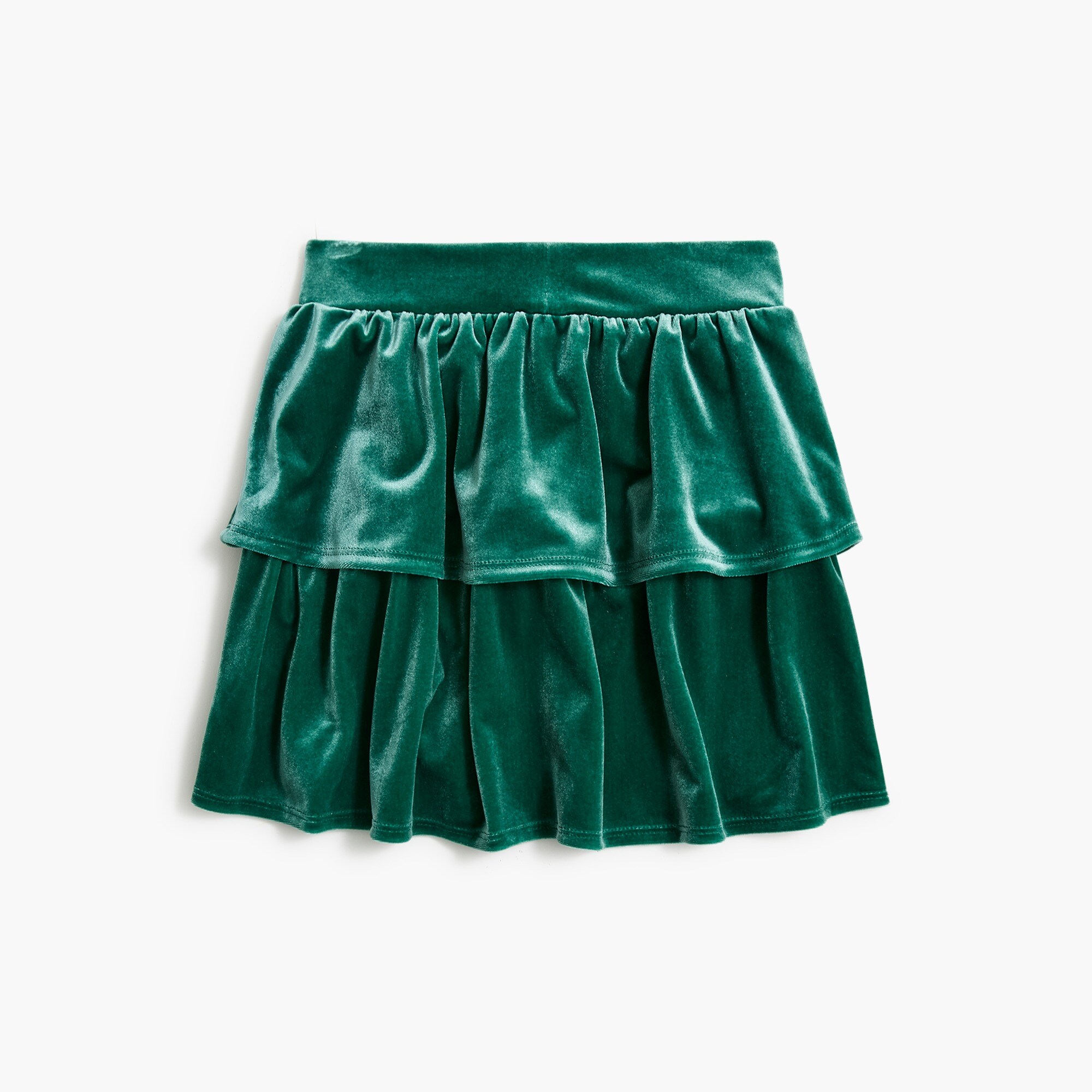 Girls' velvet tiered skirt