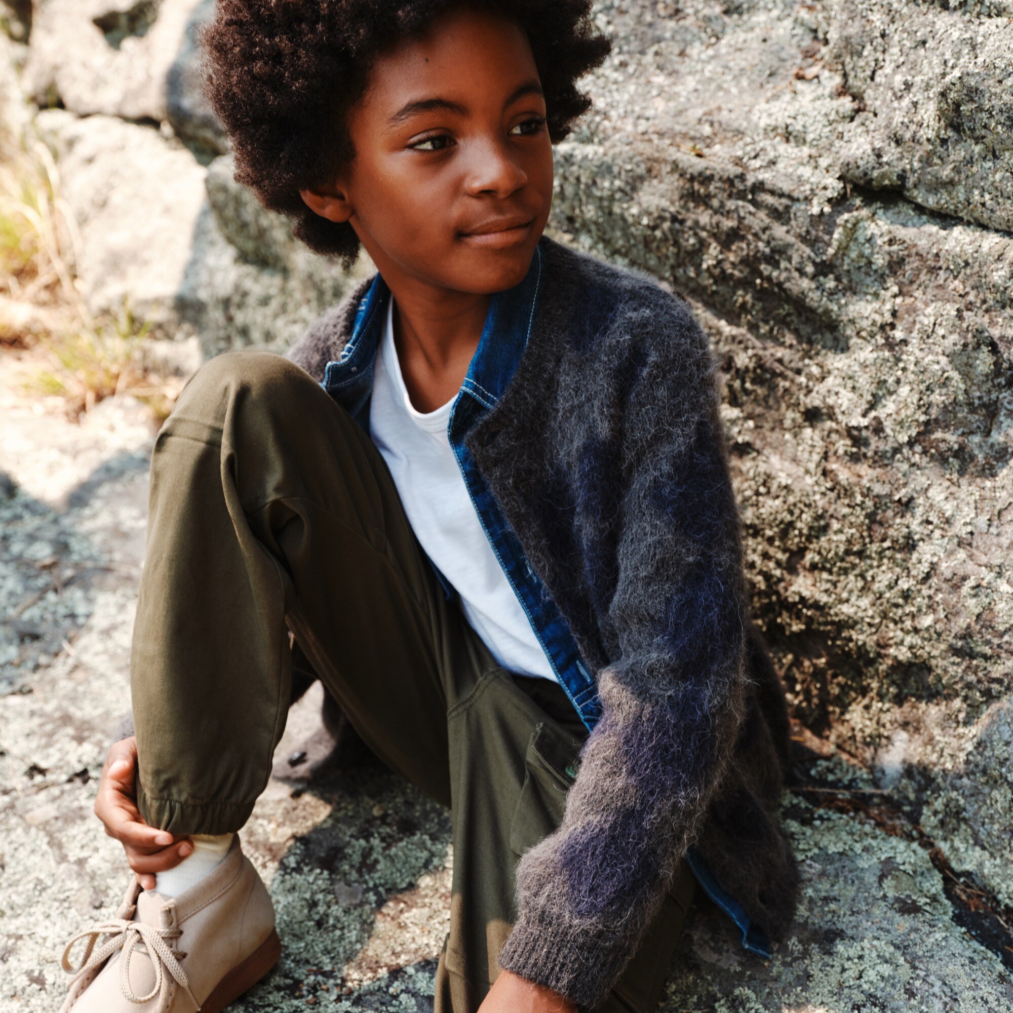 boys Kids' limited-edition Engineered Garments X Crewcuts brushed checkered cardigan