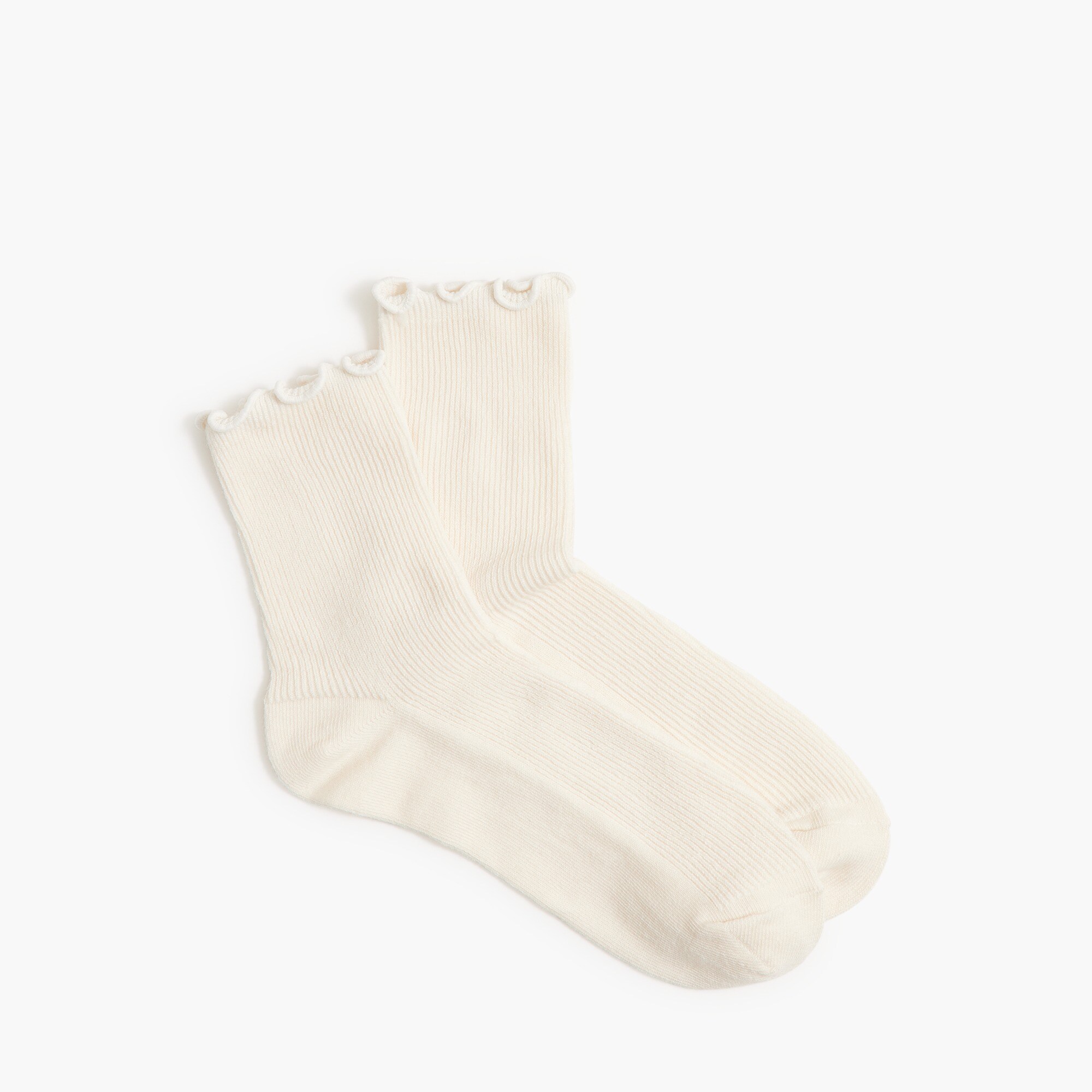Ribbed ruffle-edge boot socks