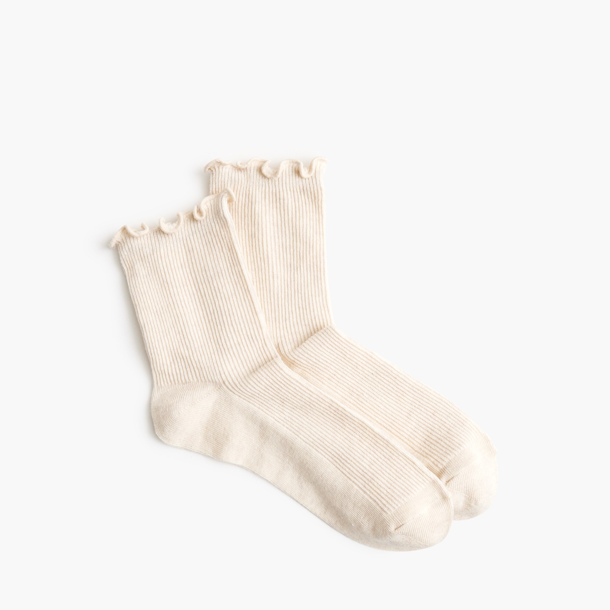 Ribbed ruffle-edge boot socks